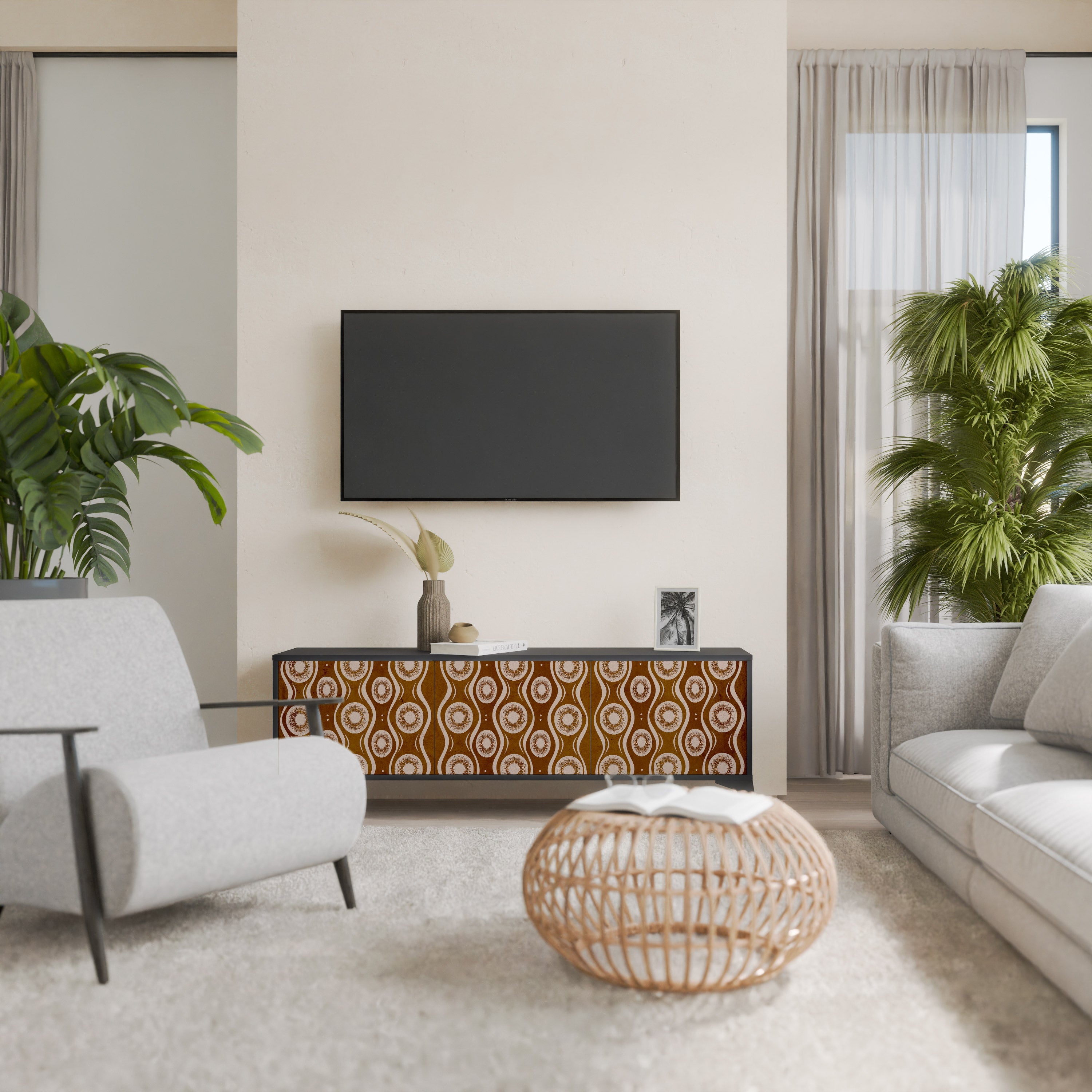 Meuble TV 3 portes BROWN EYES finition noire