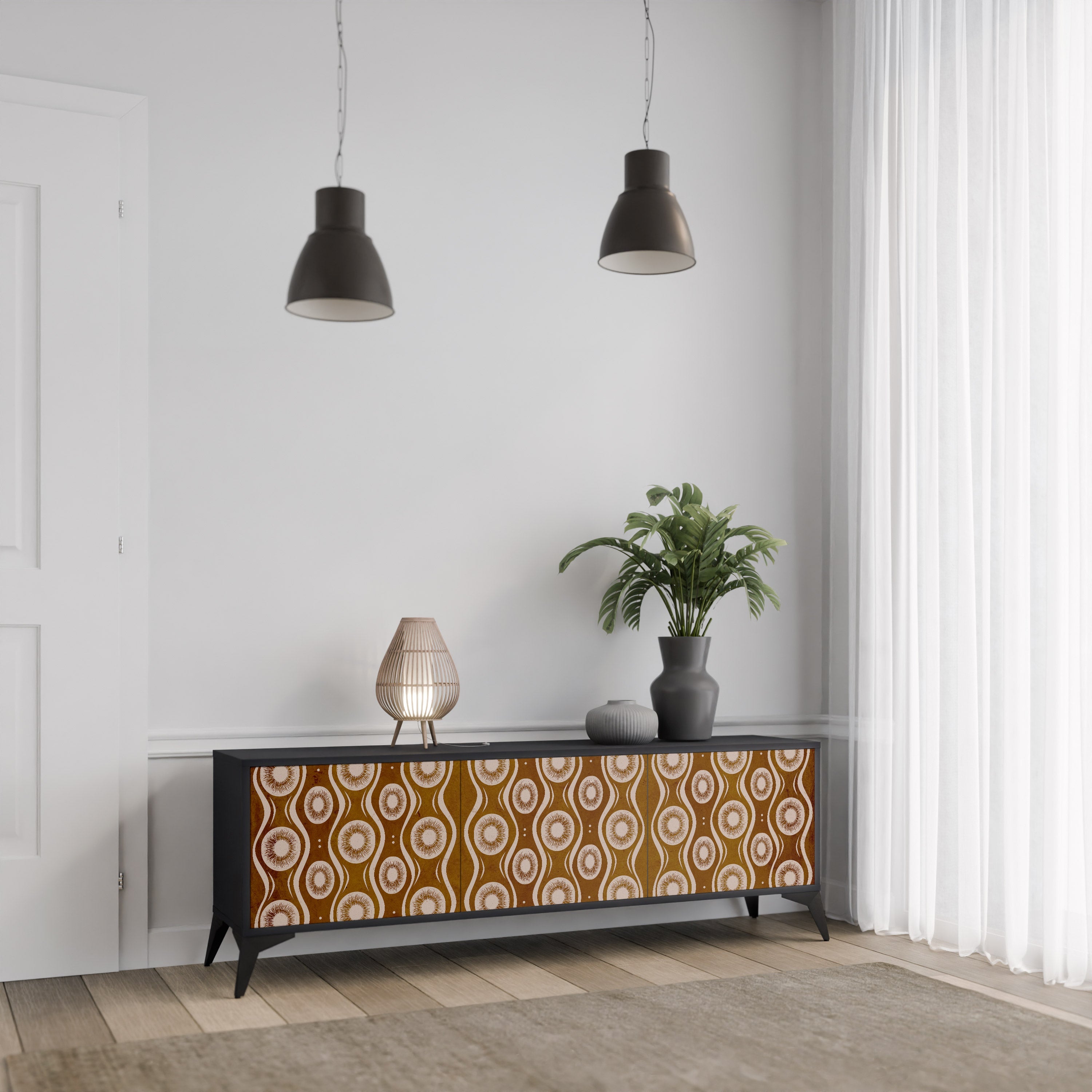 Meuble TV 3 portes BROWN EYES finition noire