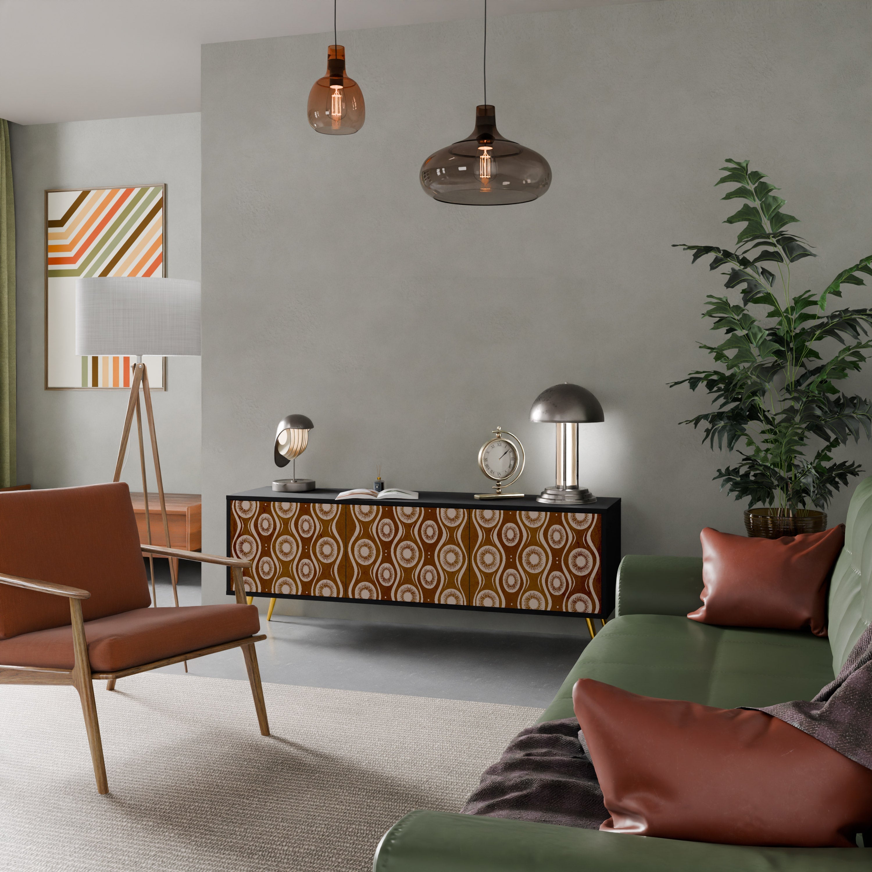 Meuble TV 3 portes BROWN EYES finition noire