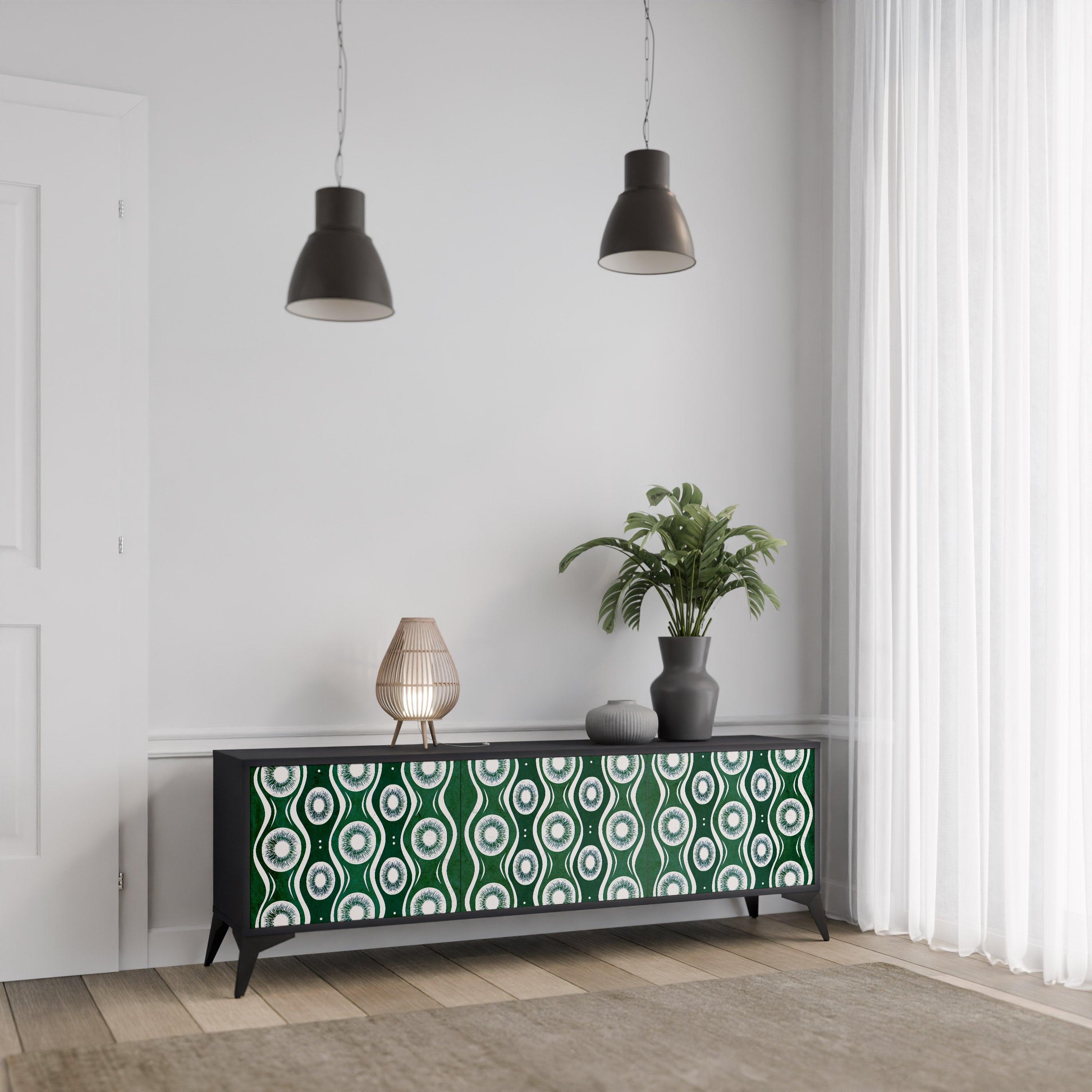 Meuble TV 3 portes GREEN EYES finition noire