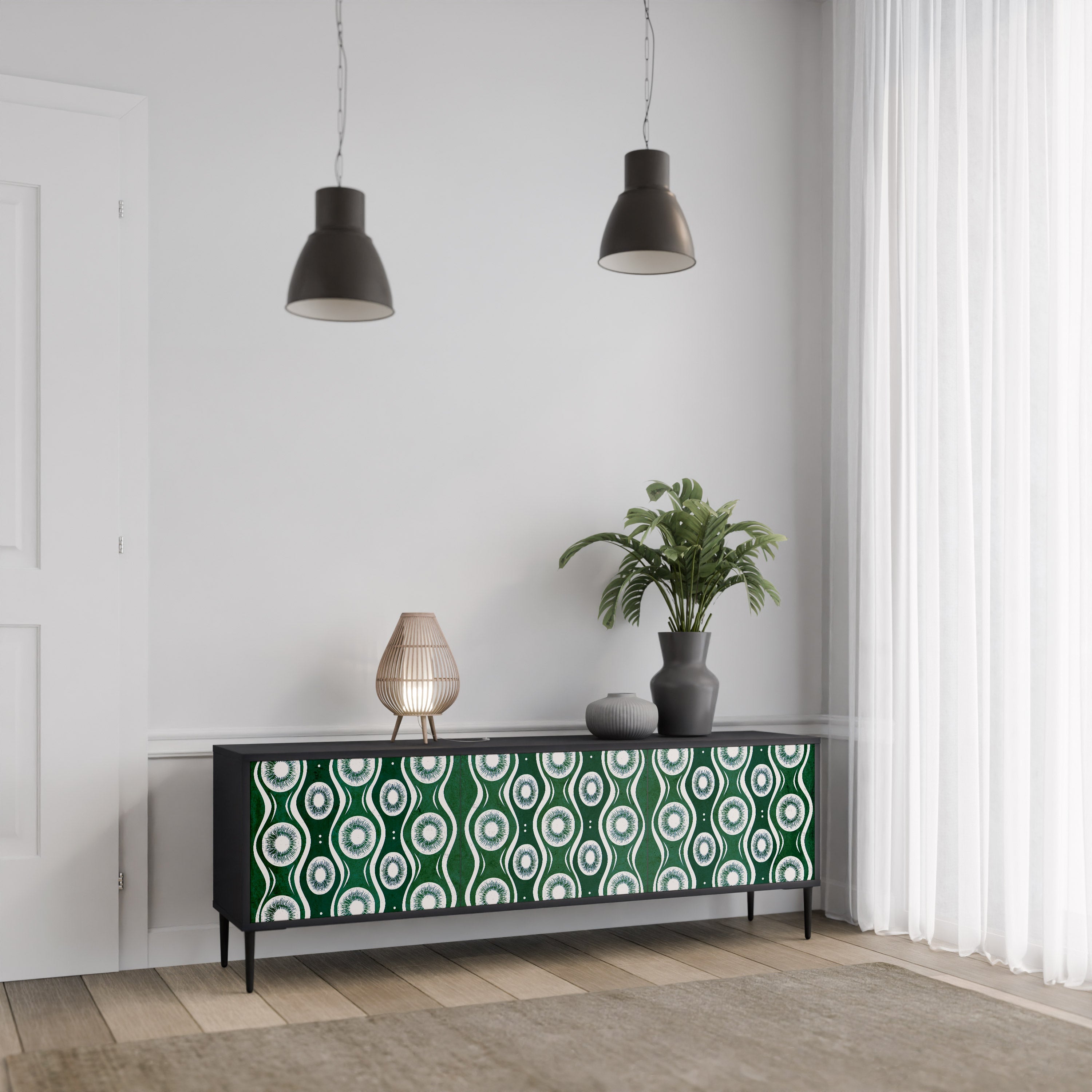 Meuble TV 3 portes GREEN EYES finition noire