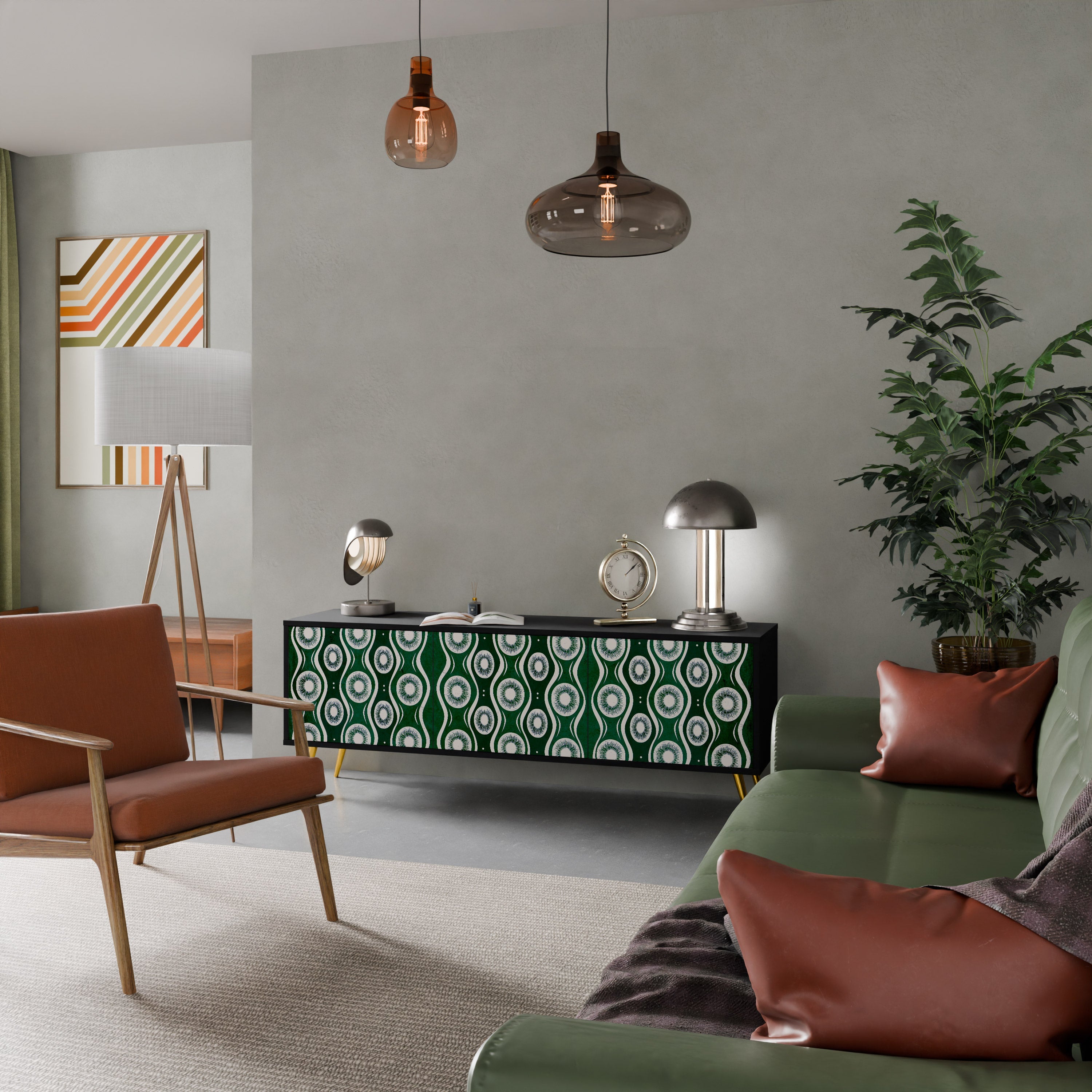 Meuble TV 3 portes GREEN EYES finition noire