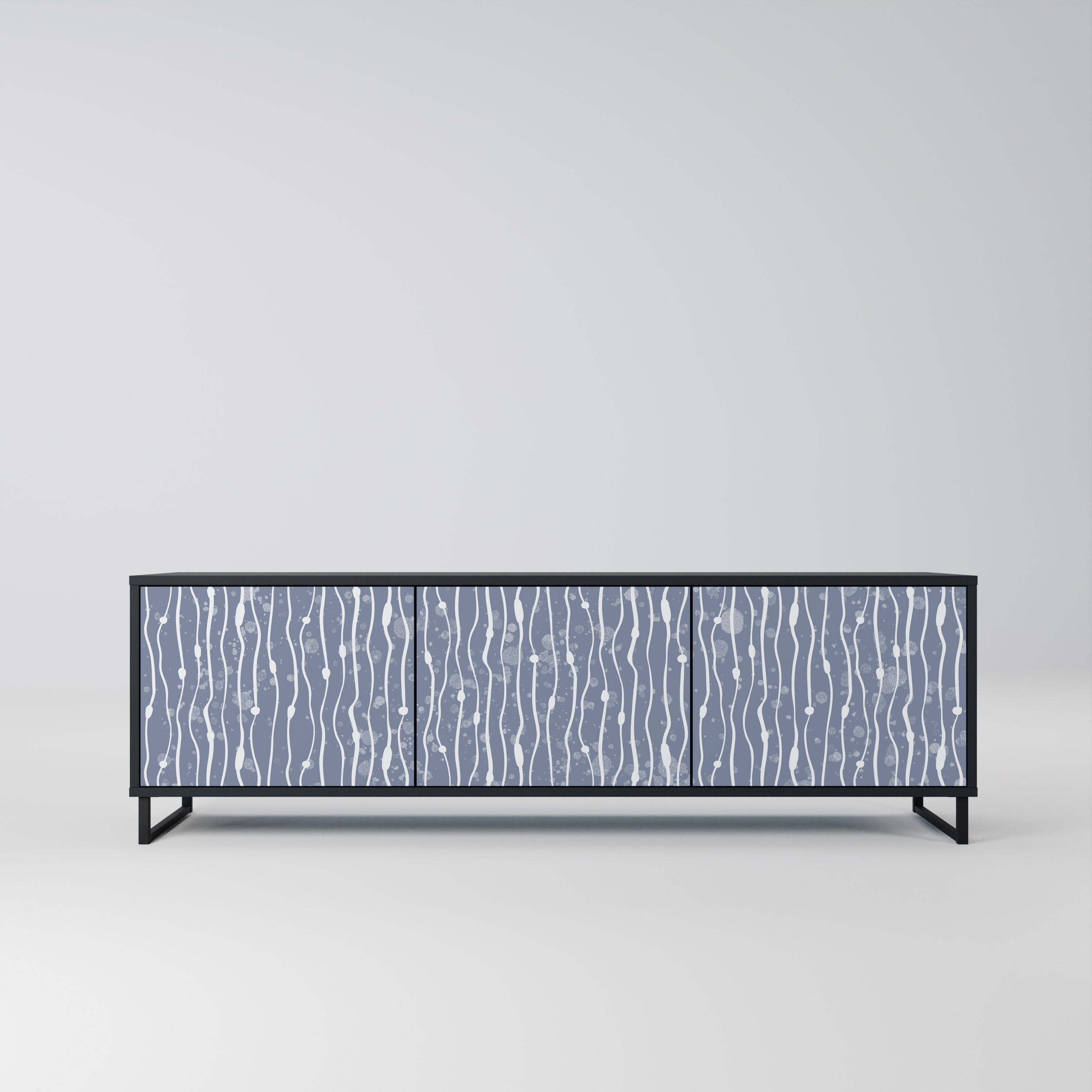 Meuble TV 3 portes GRAPHITE RAIN, finition noire