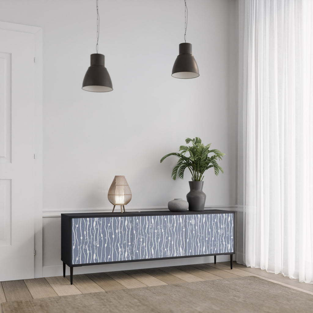 Meuble TV 3 portes GRAPHITE RAIN, finition noire