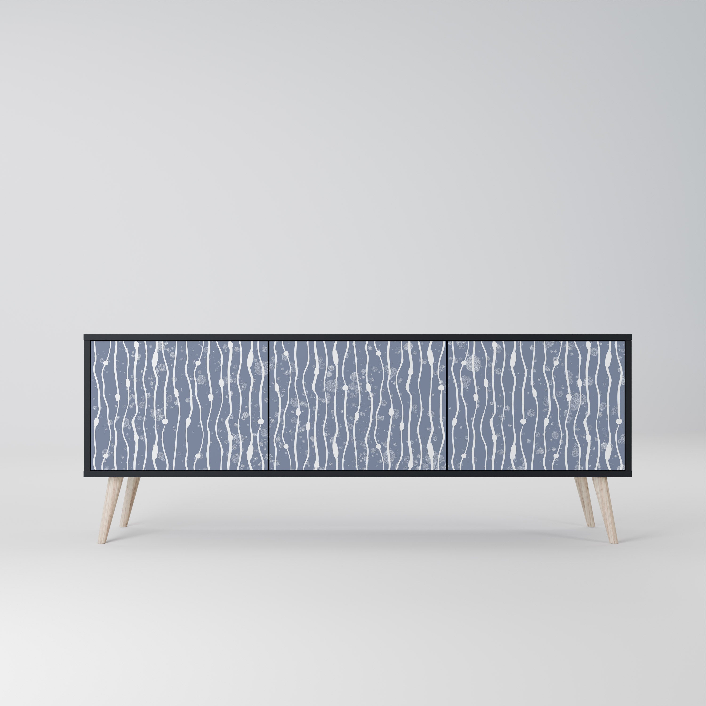 Meuble TV 3 portes GRAPHITE RAIN, finition noire