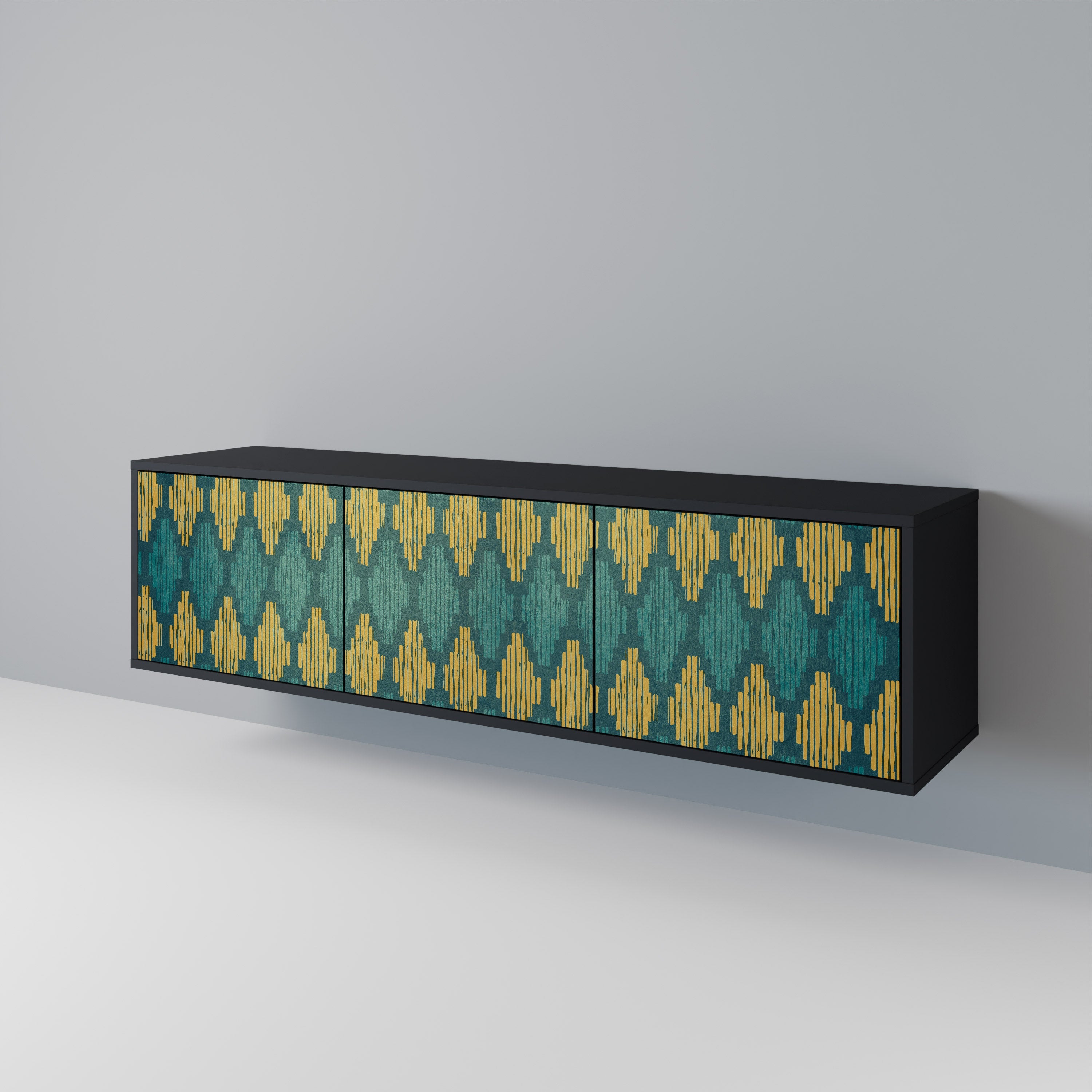 Meuble TV 3 portes POLYGONS finition noire