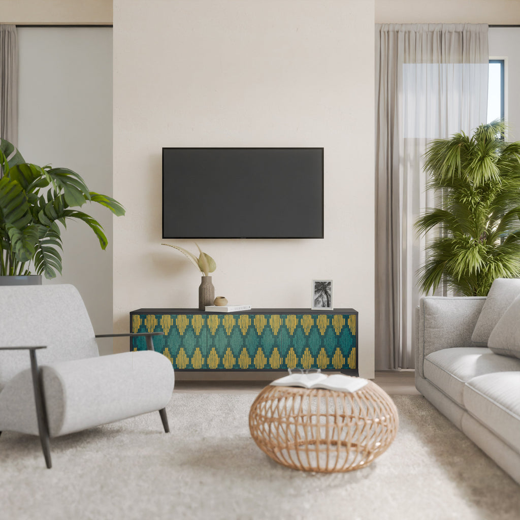 Meuble TV 3 portes POLYGONS finition noire