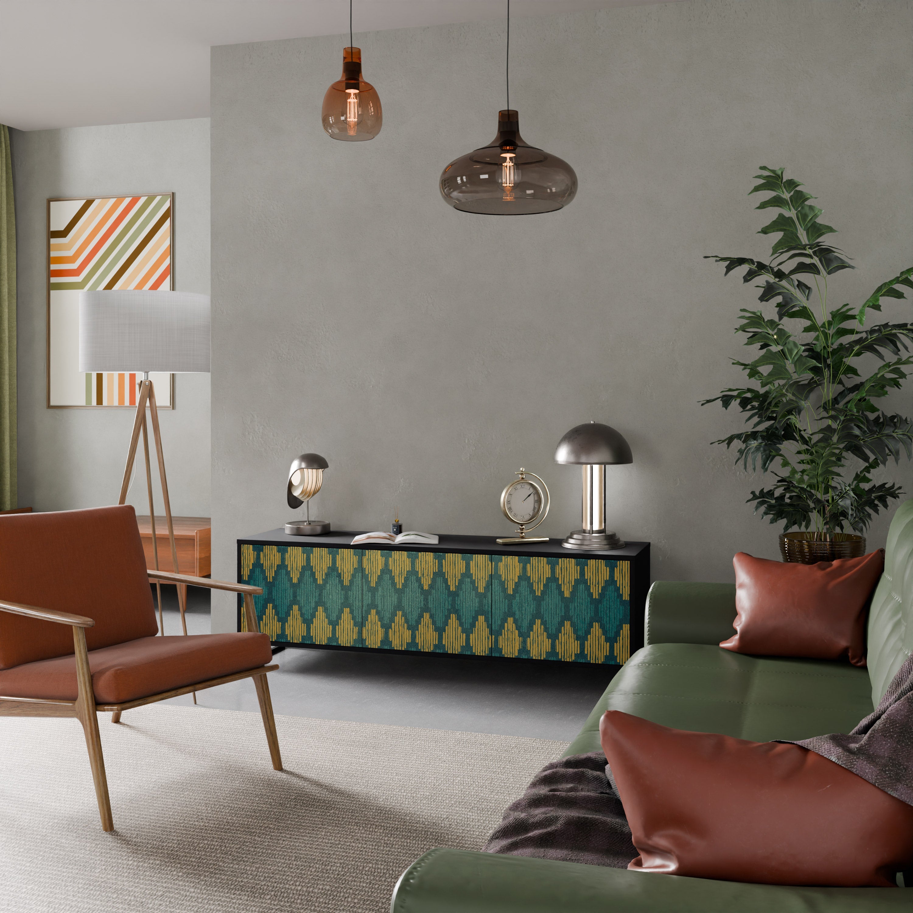 Meuble TV 3 portes POLYGONS finition noire