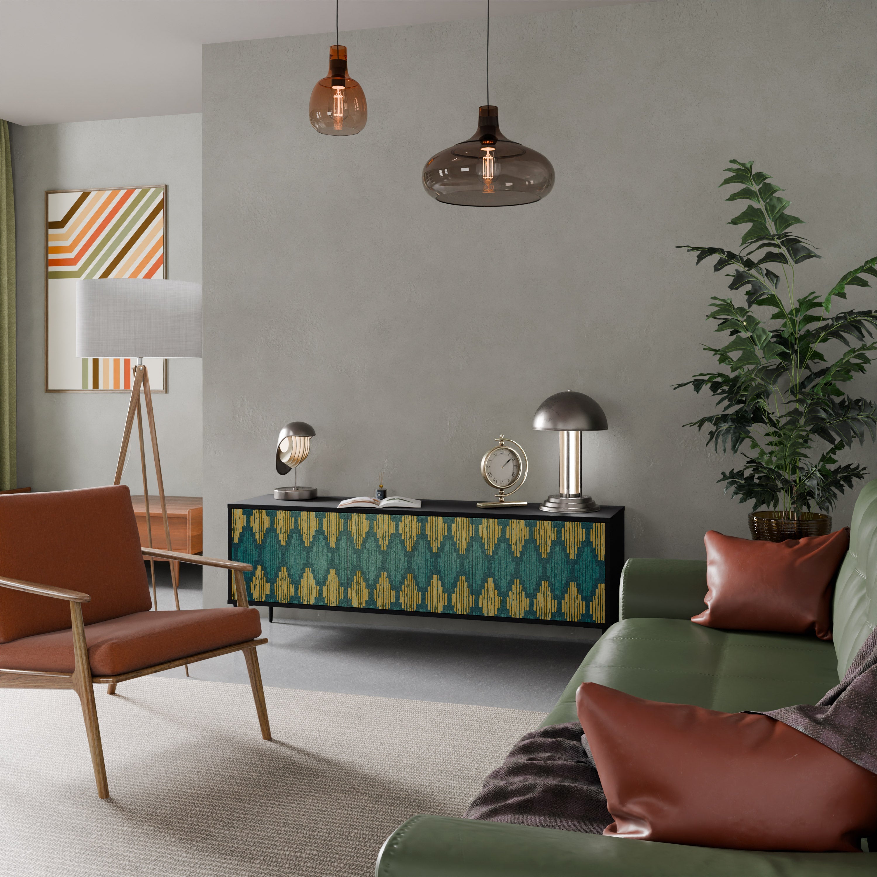 Meuble TV 3 portes POLYGONS finition noire