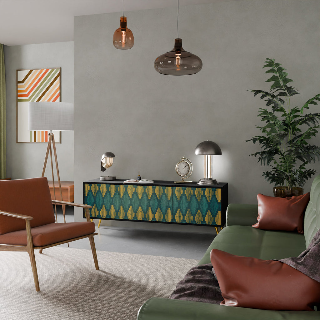 Meuble TV 3 portes POLYGONS finition noire