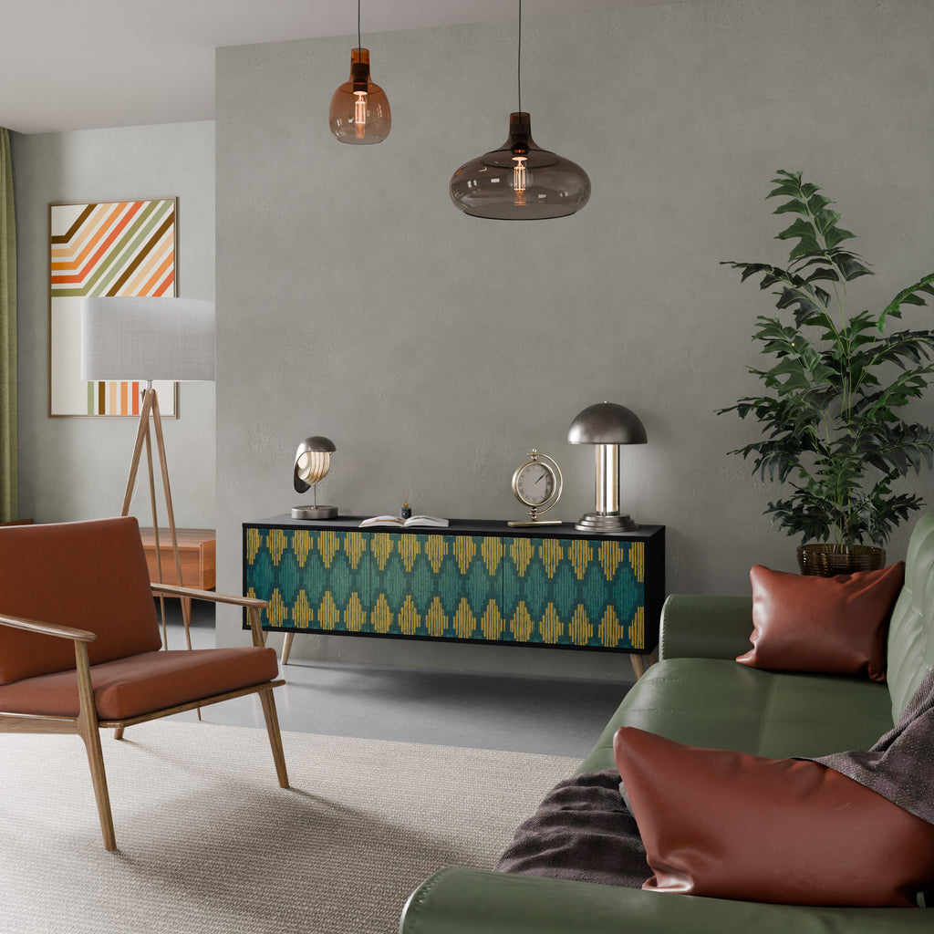 Meuble TV 3 portes POLYGONS finition noire