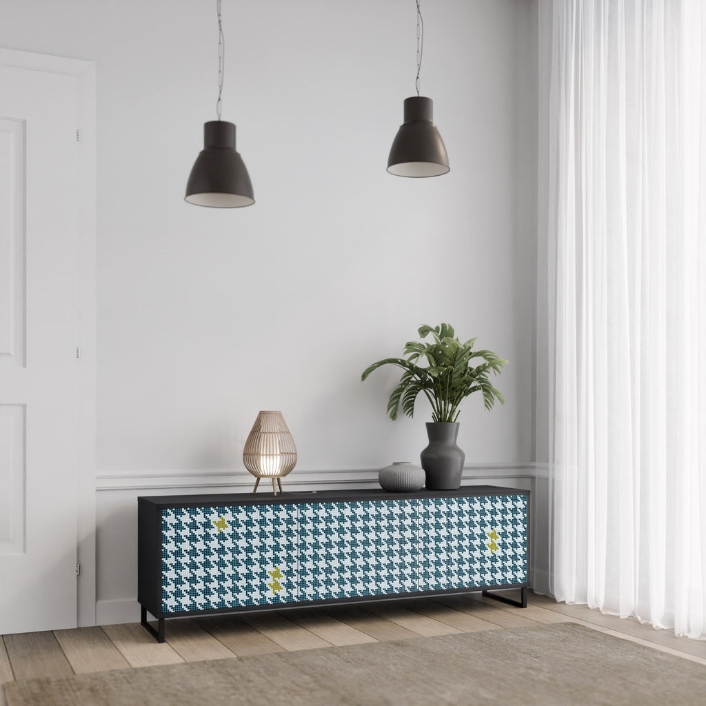 OUT OF CONTEXT 3-Door TV Stand in Black Finish