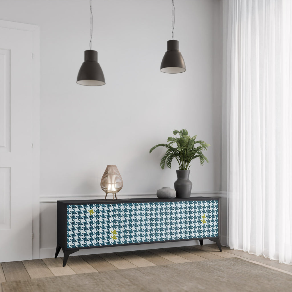 OUT OF CONTEXT 3-Door TV Stand in Black Finish