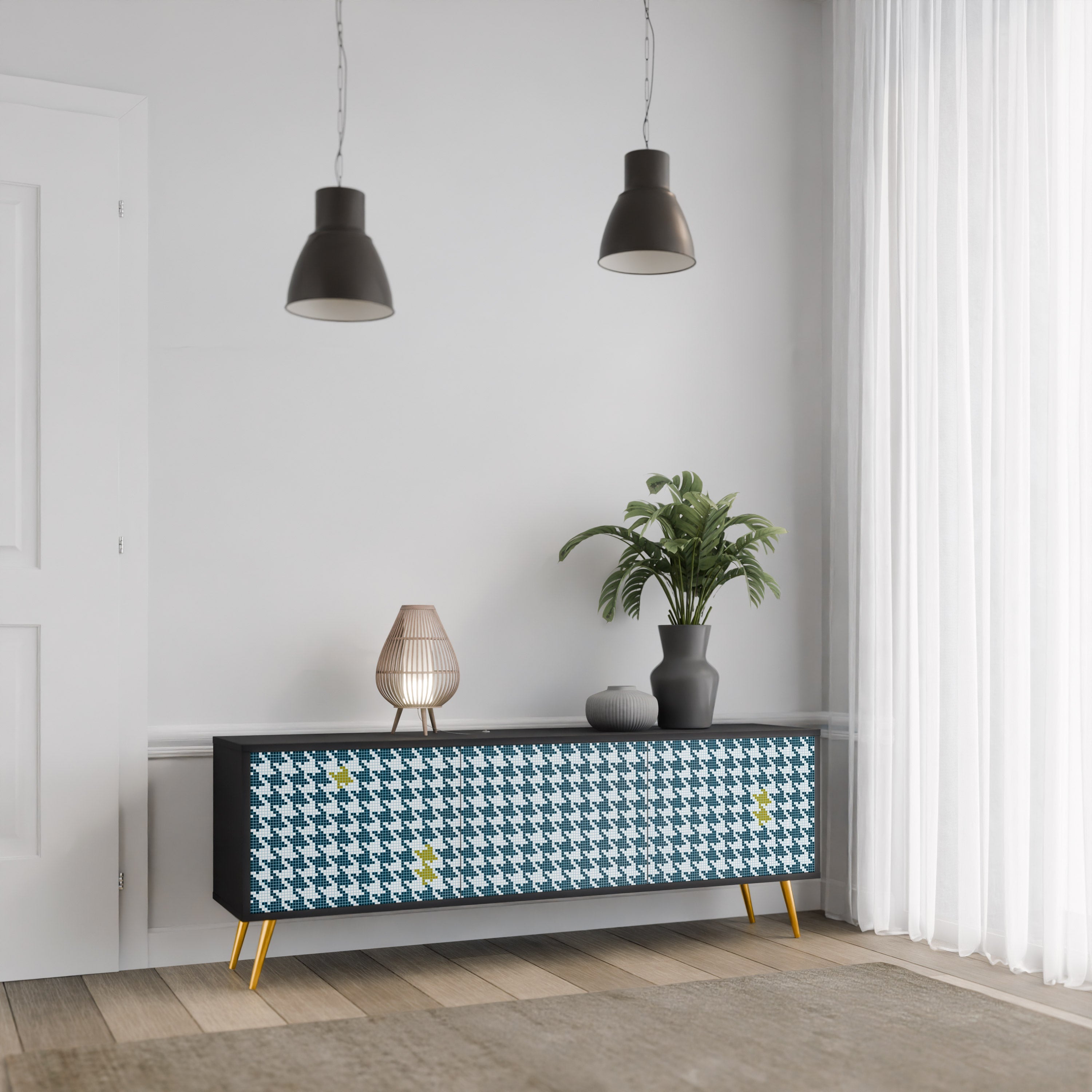 Meuble TV 3 portes HORS CONTEXTE finition noire