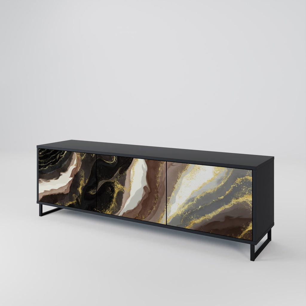 Meuble TV 3 portes GOLD DUST finition noire