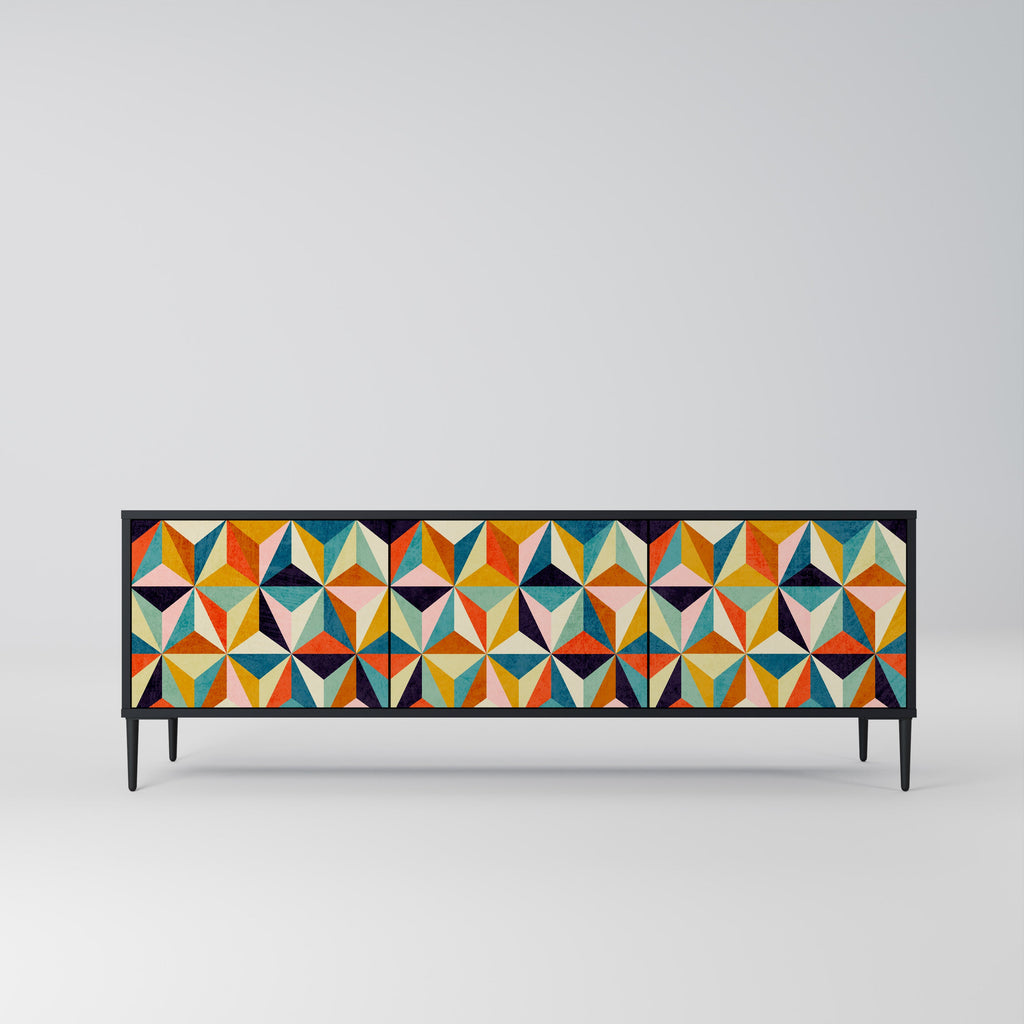 Meuble TV 3 portes TESSELATE TREASURES finition noire