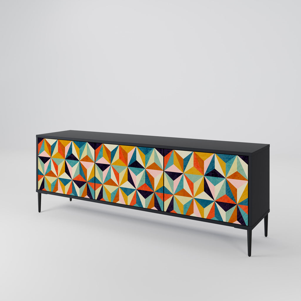 Meuble TV 3 portes TESSELATE TREASURES finition noire