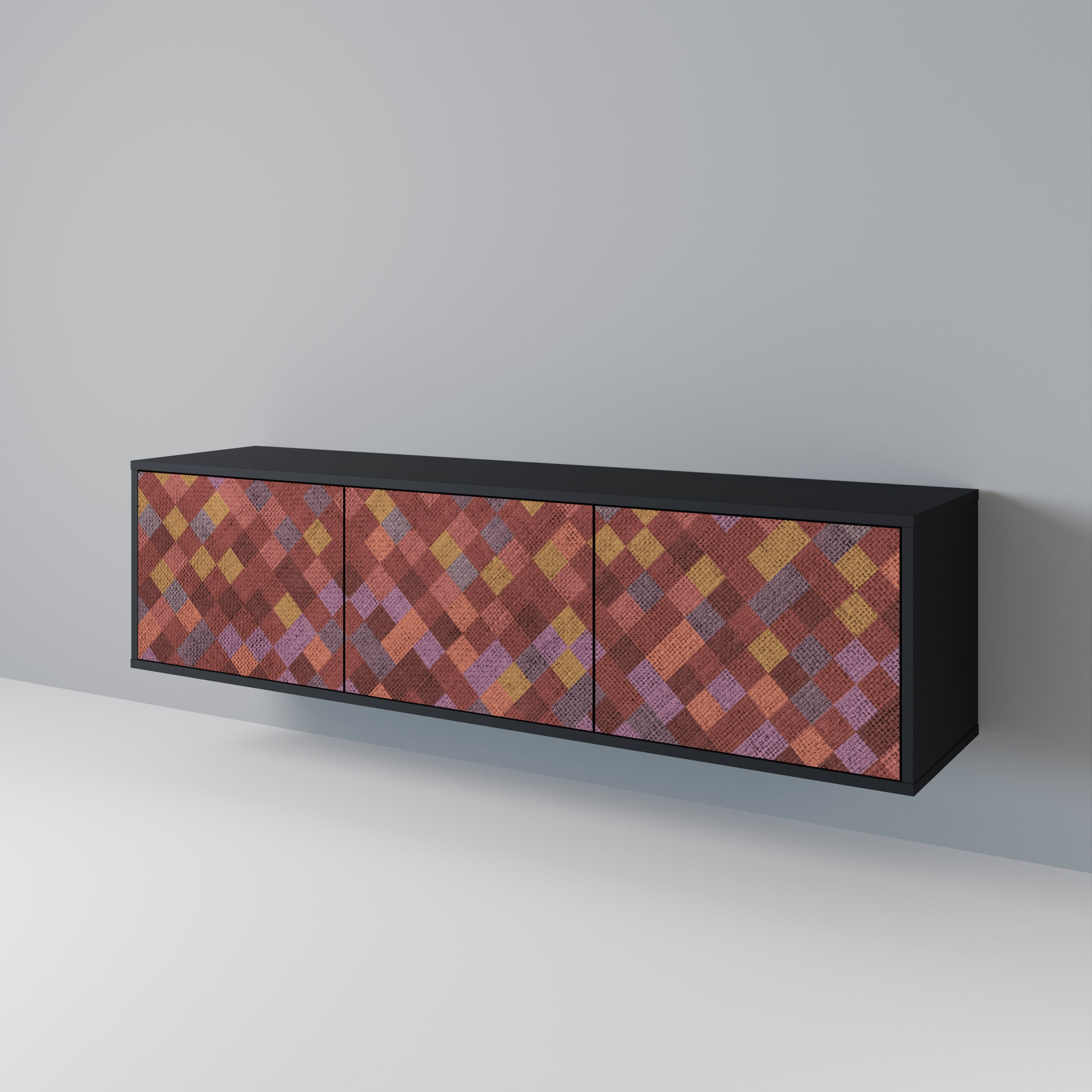 PAINTED SQUARES 3-Door TV Cabinet
