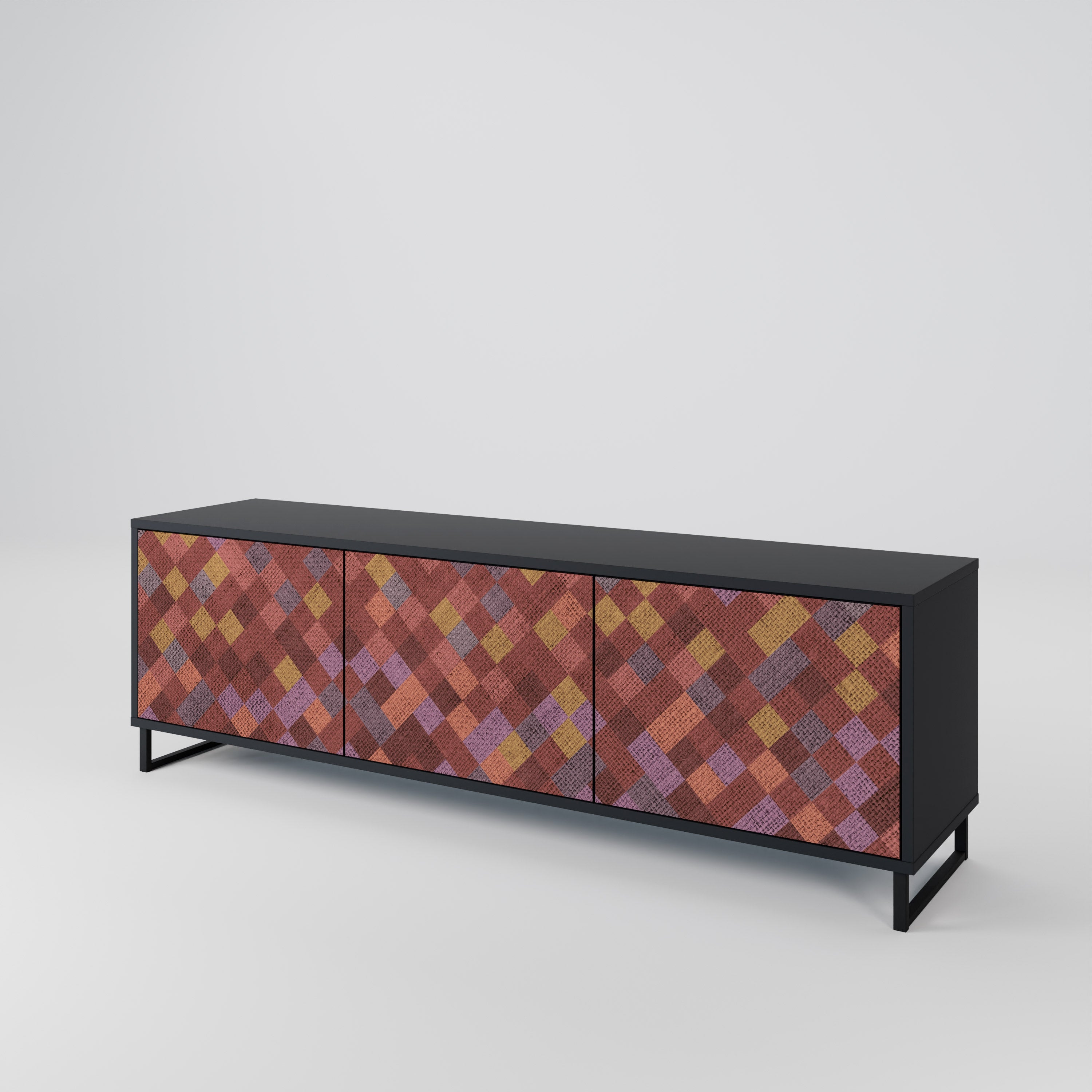 PAINTED SQUARES 3-Door TV Cabinet