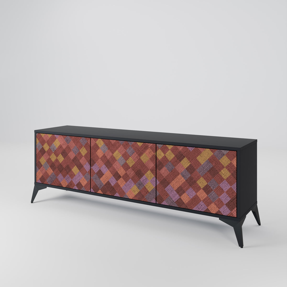 PAINTED SQUARES 3-Door TV Cabinet