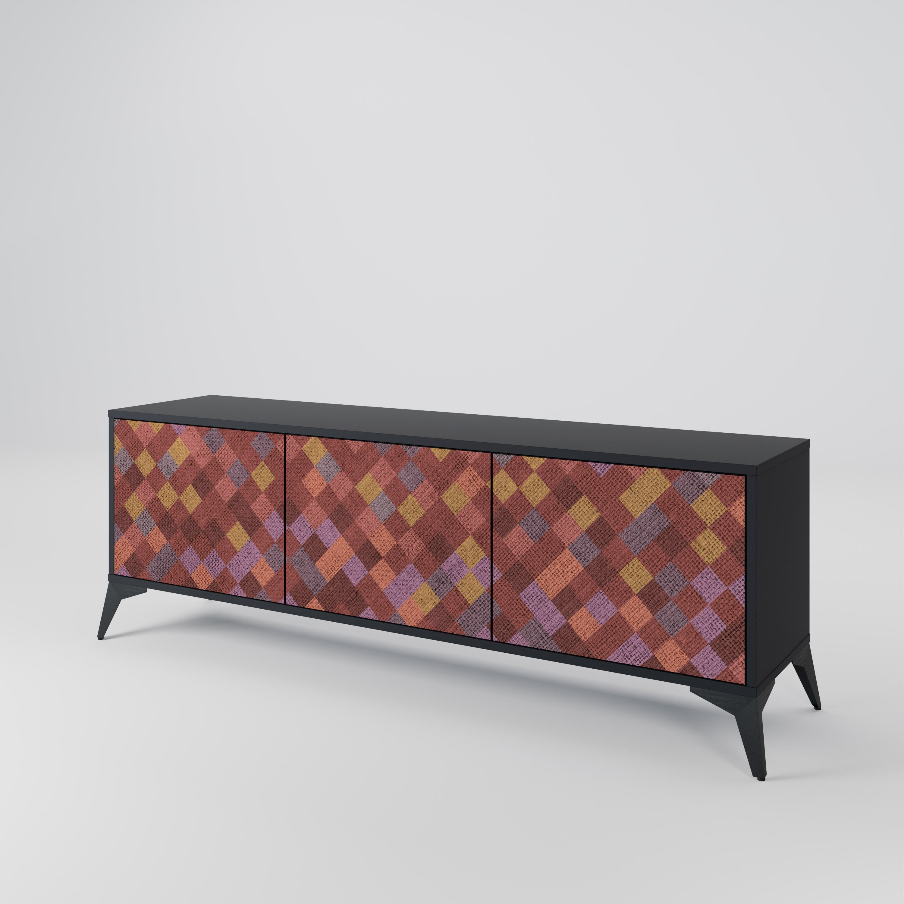PAINTED SQUARES 3-Door TV Cabinet