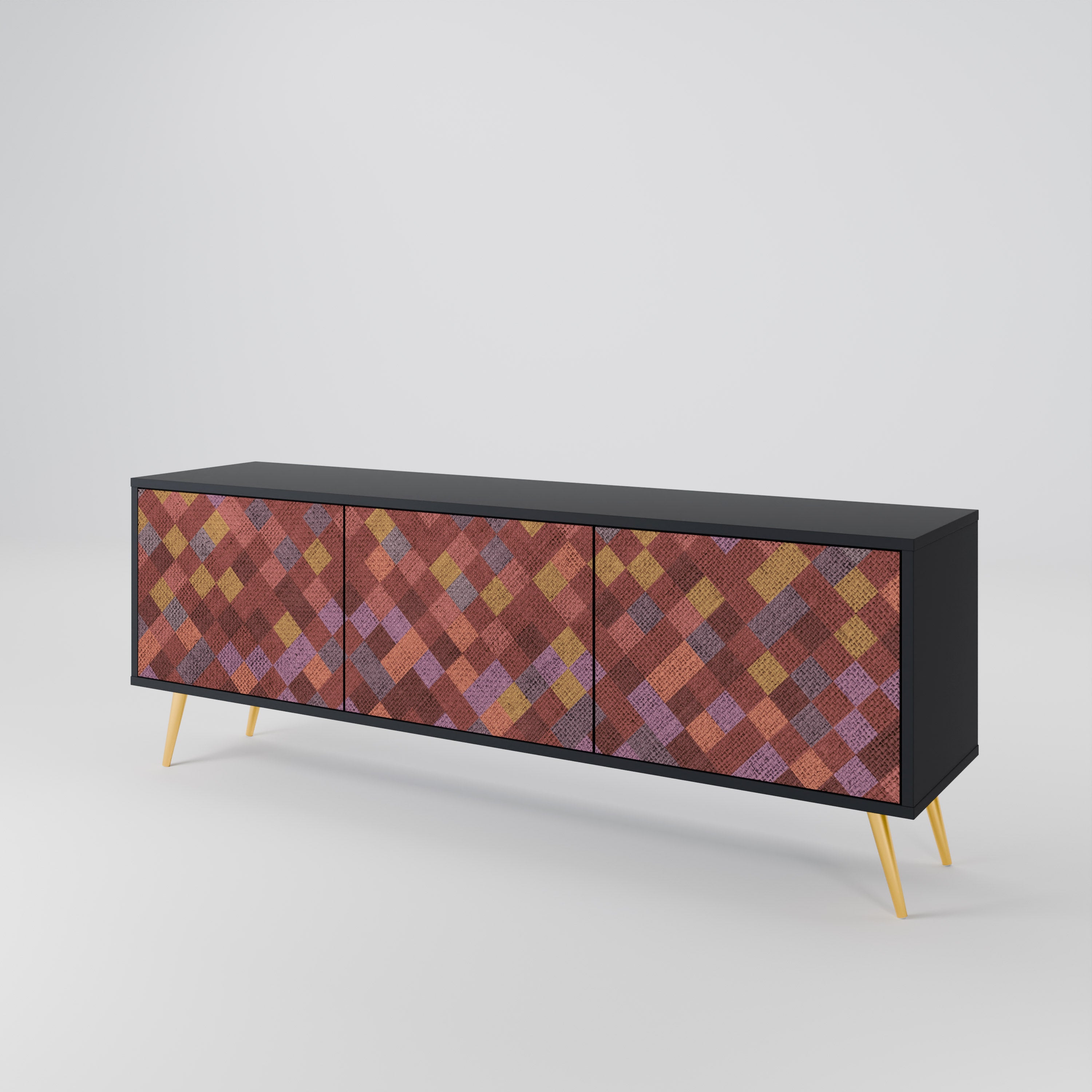 PAINTED SQUARES 3-Door TV Cabinet