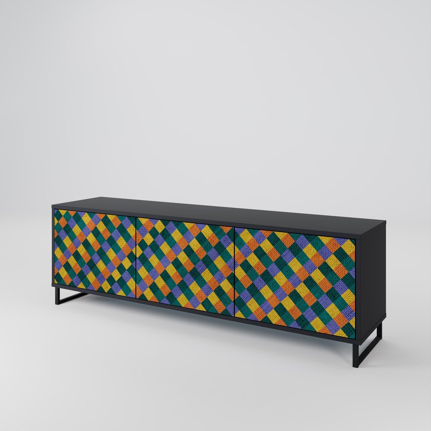 PAINTED SQUARES MIX 3-Door TV Cabinet