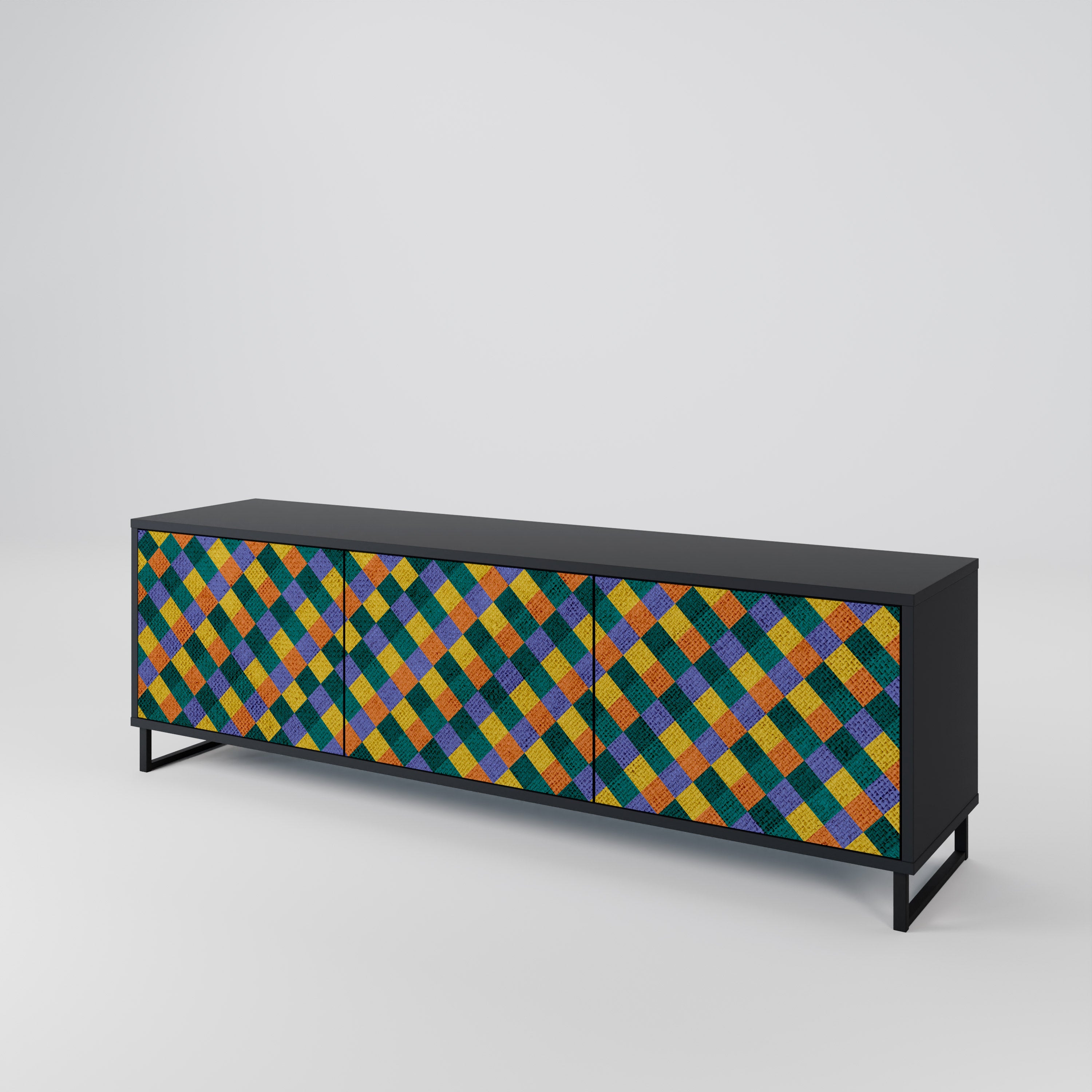 PAINTED SQUARES MIX 3-Door TV Cabinet