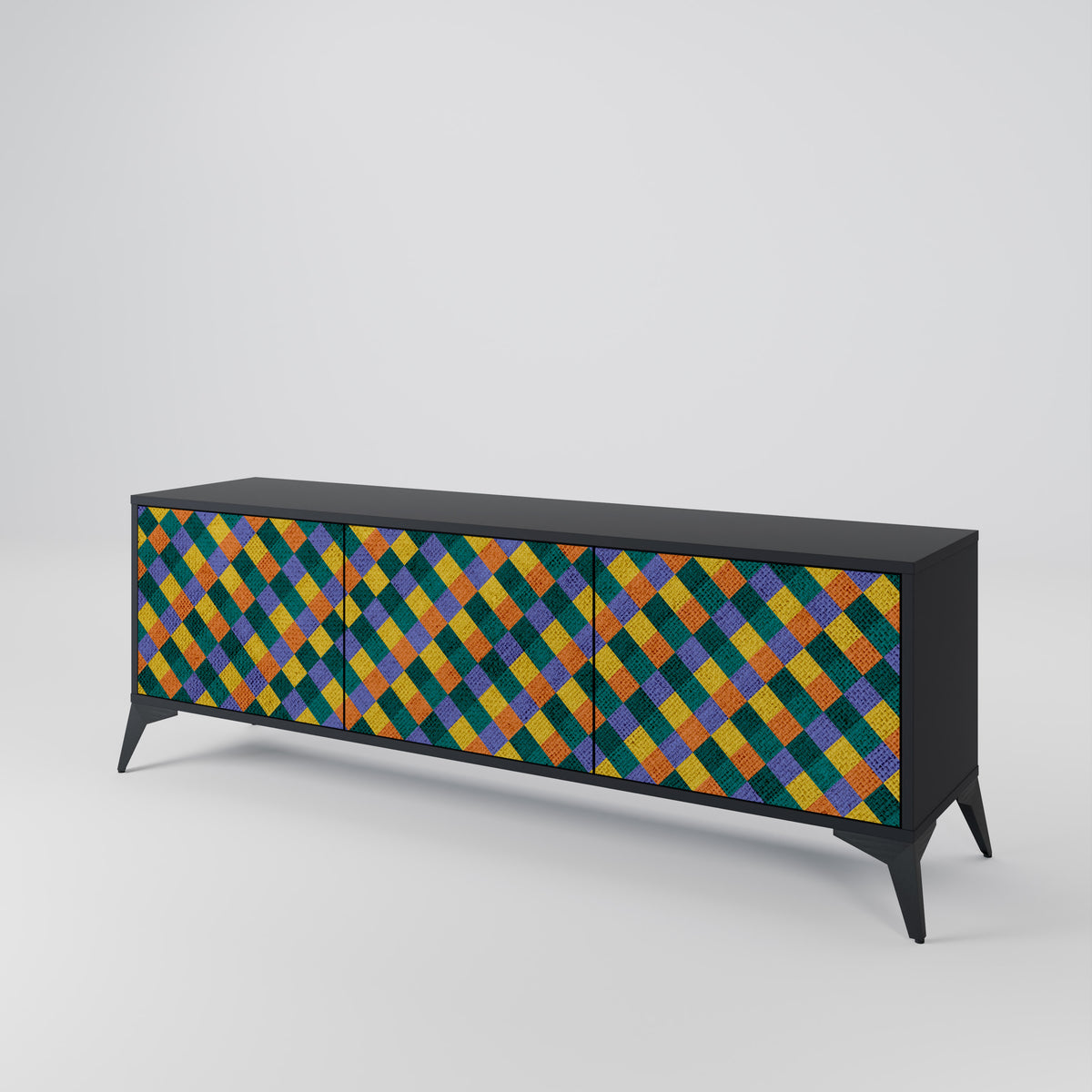 PAINTED SQUARES MIX 3-Door TV Cabinet