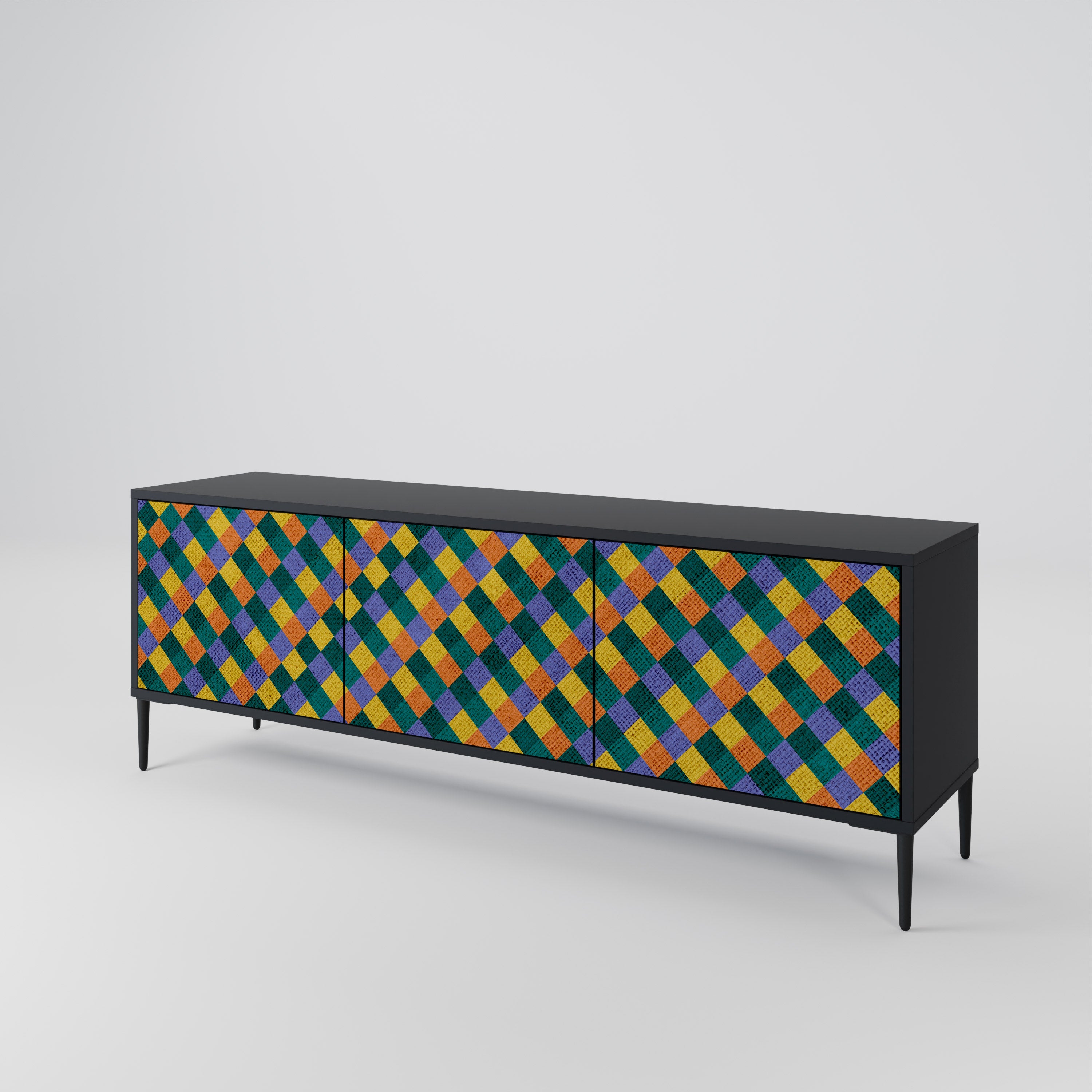 PAINTED SQUARES MIX 3-Door TV Cabinet