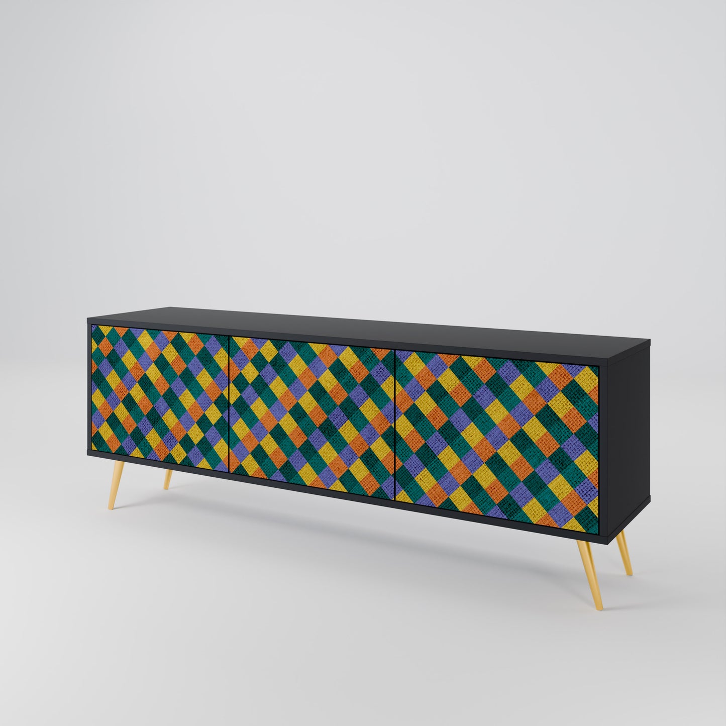 PAINTED SQUARES MIX 3-Door TV Cabinet