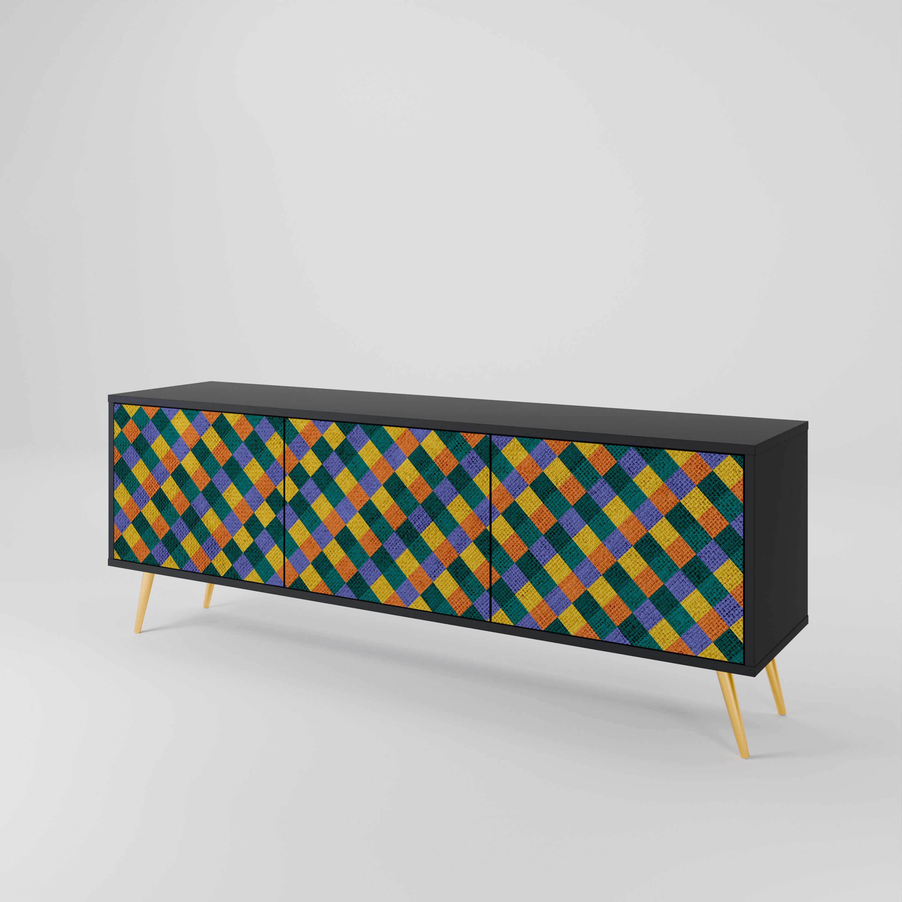 PAINTED SQUARES MIX 3-Door TV Cabinet