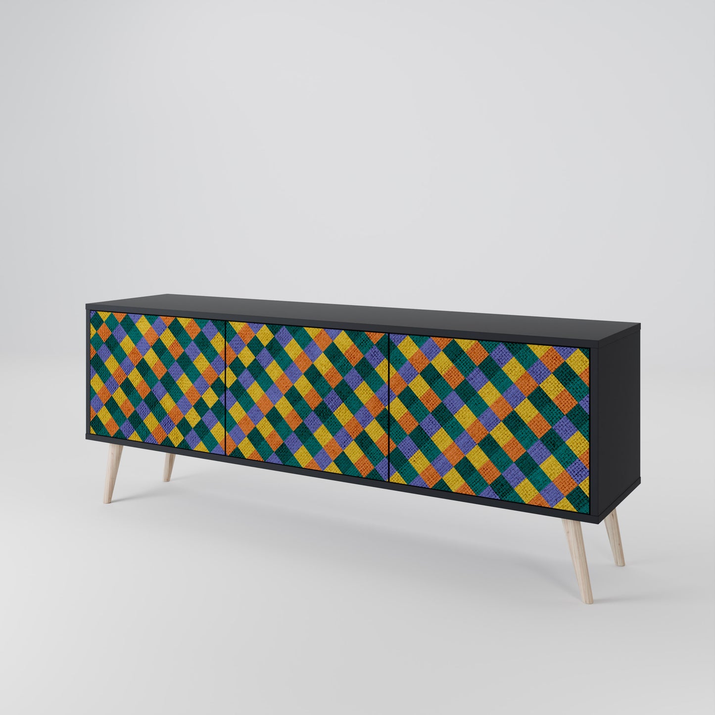 PAINTED SQUARES MIX 3-Door TV Cabinet