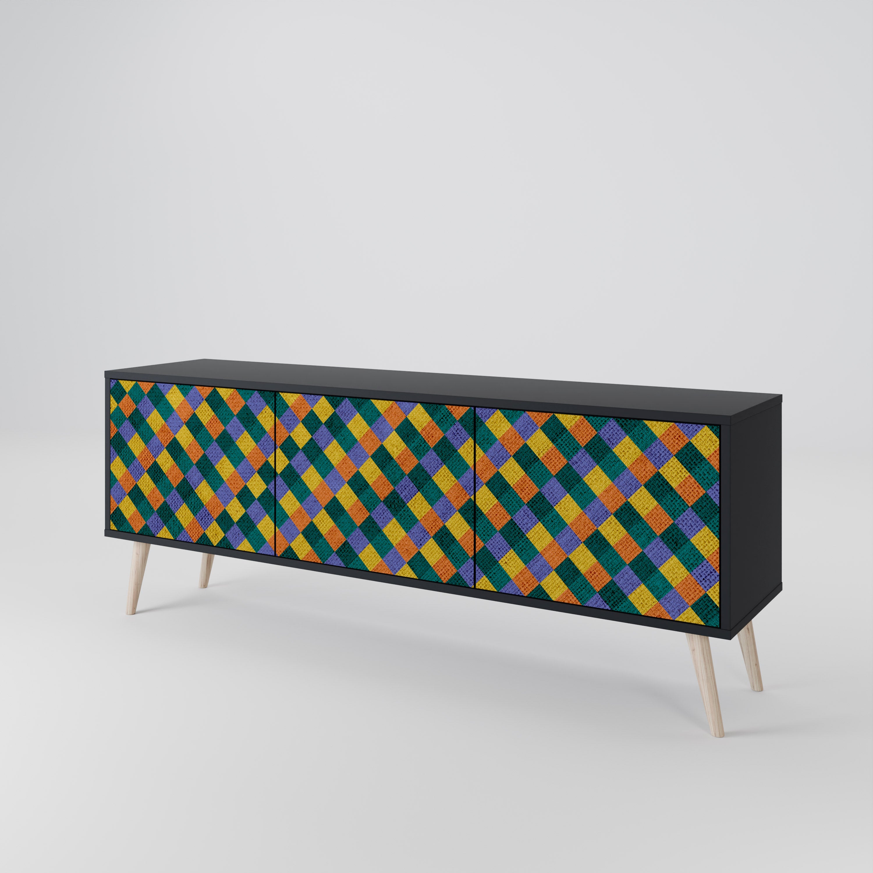 PAINTED SQUARES MIX 3-Door TV Cabinet