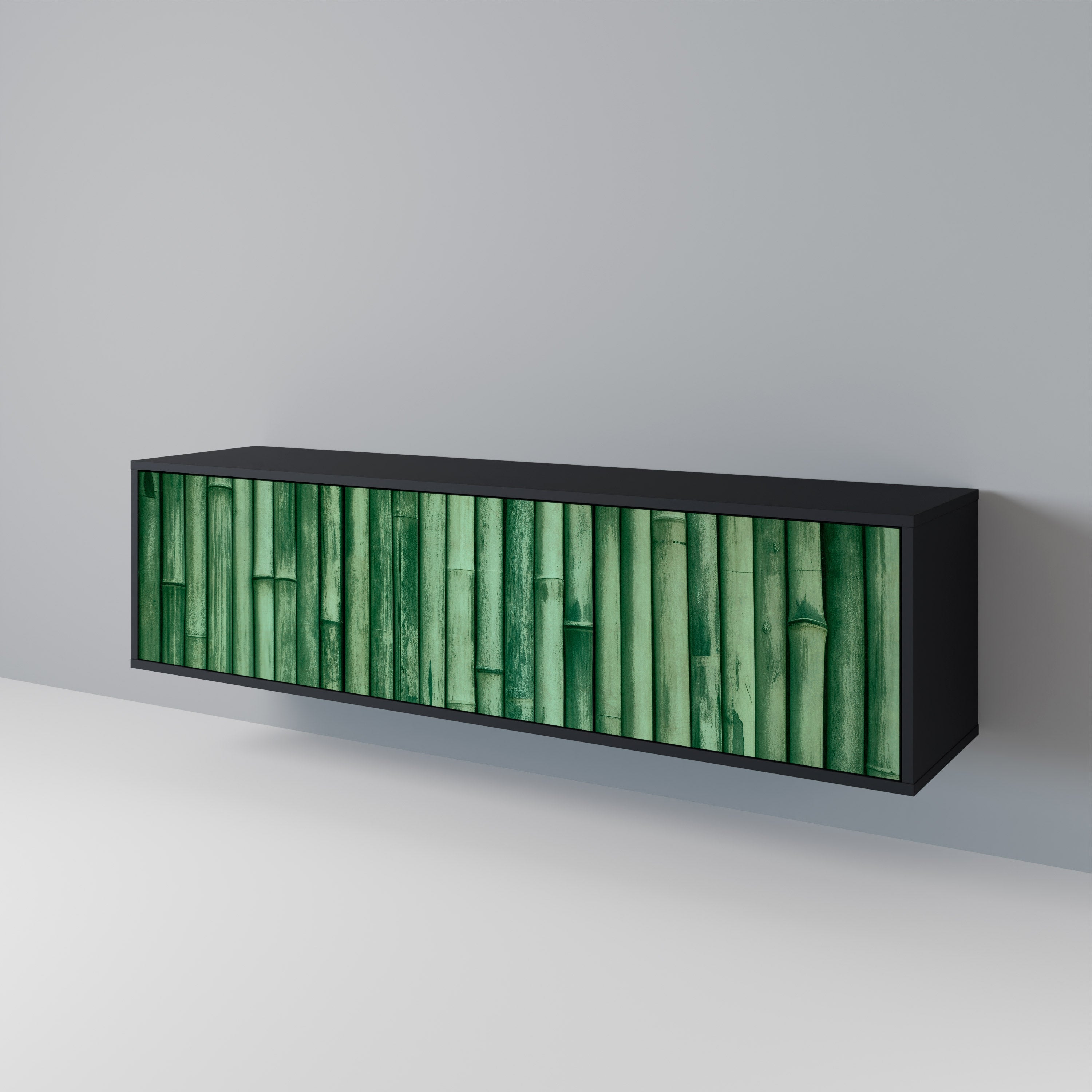 Meuble TV 3 portes VERT NATUREL finition noire