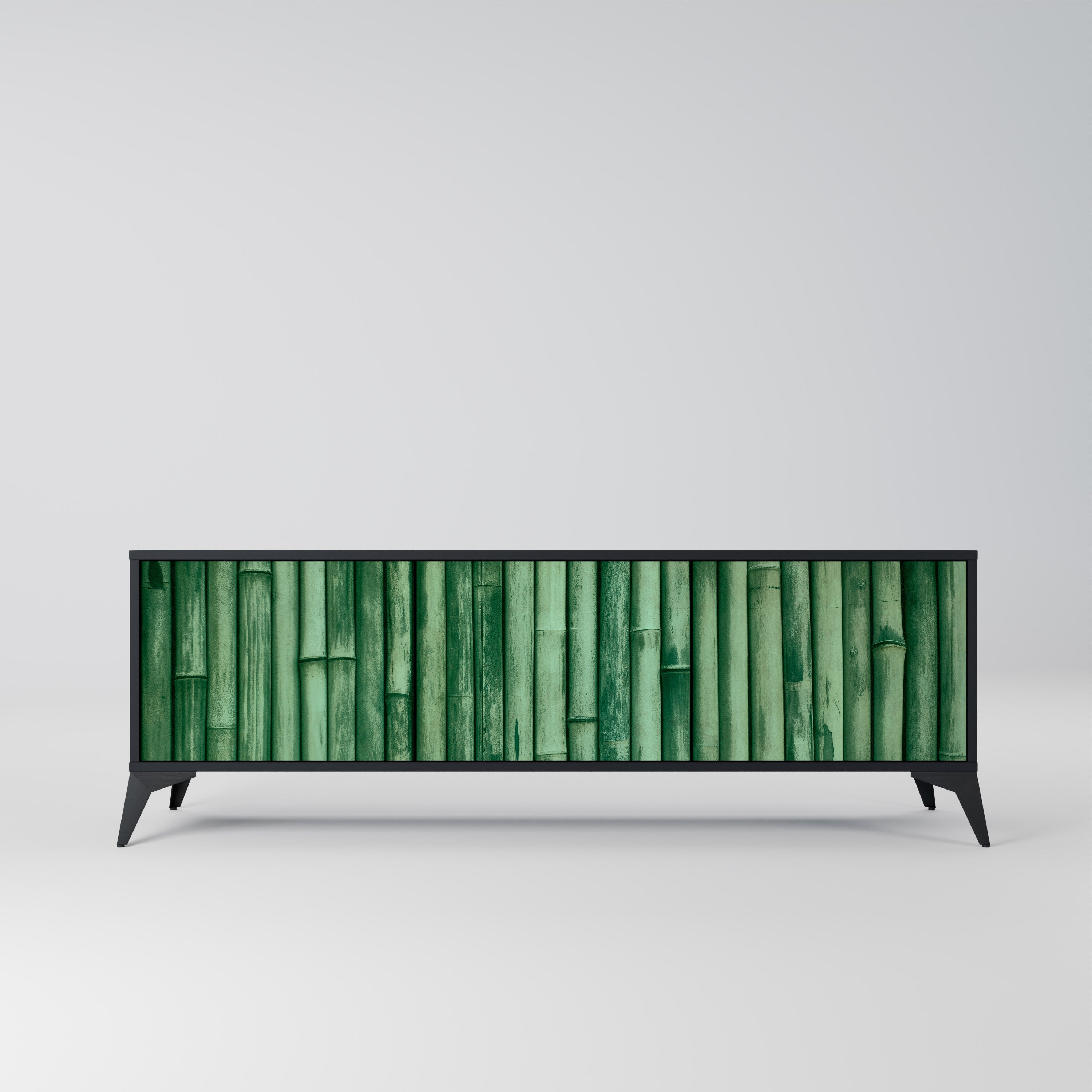 Meuble TV 3 portes VERT NATUREL finition noire