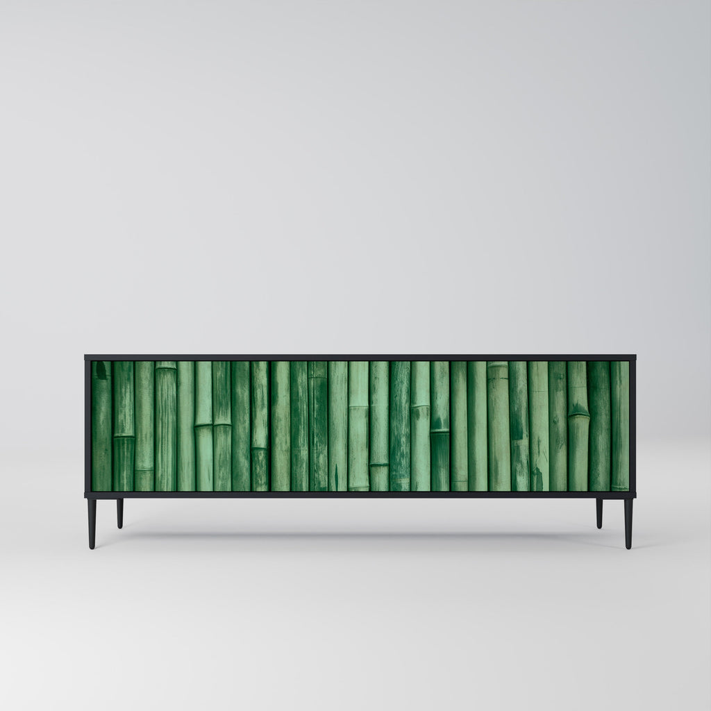 Meuble TV 3 portes VERT NATUREL finition noire