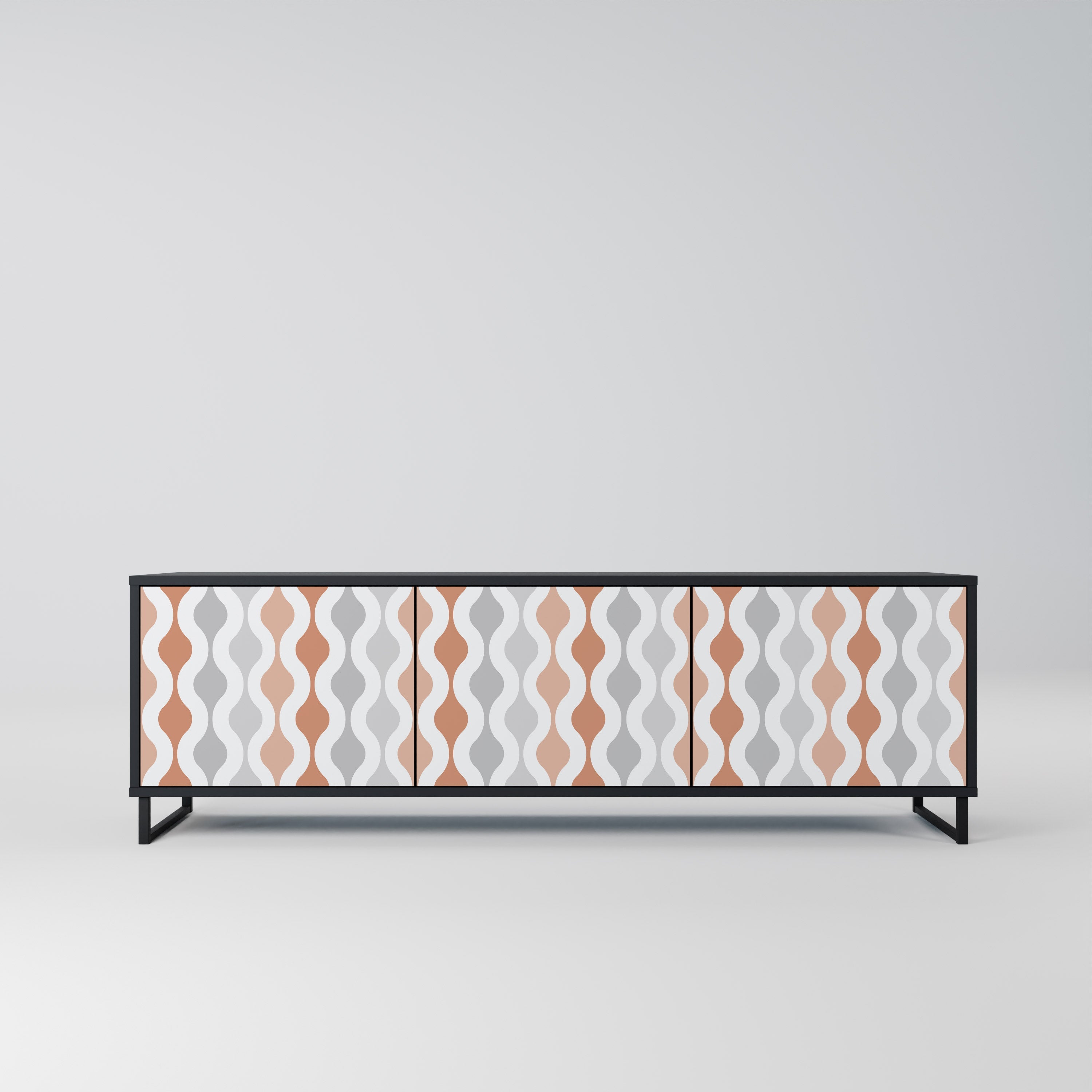 Meuble TV 3 portes HAZY NOSTALGIA en finition noire