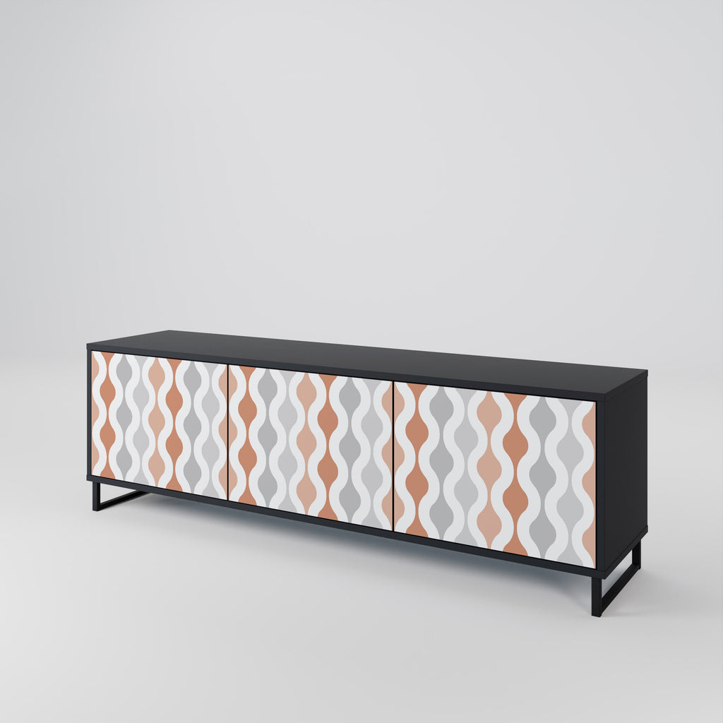 Meuble TV 3 portes HAZY NOSTALGIA en finition noire