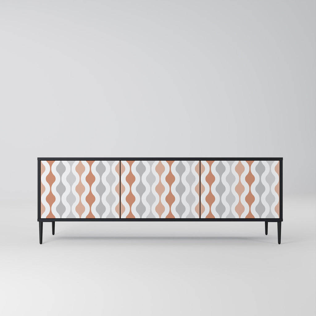 Meuble TV 3 portes HAZY NOSTALGIA en finition noire