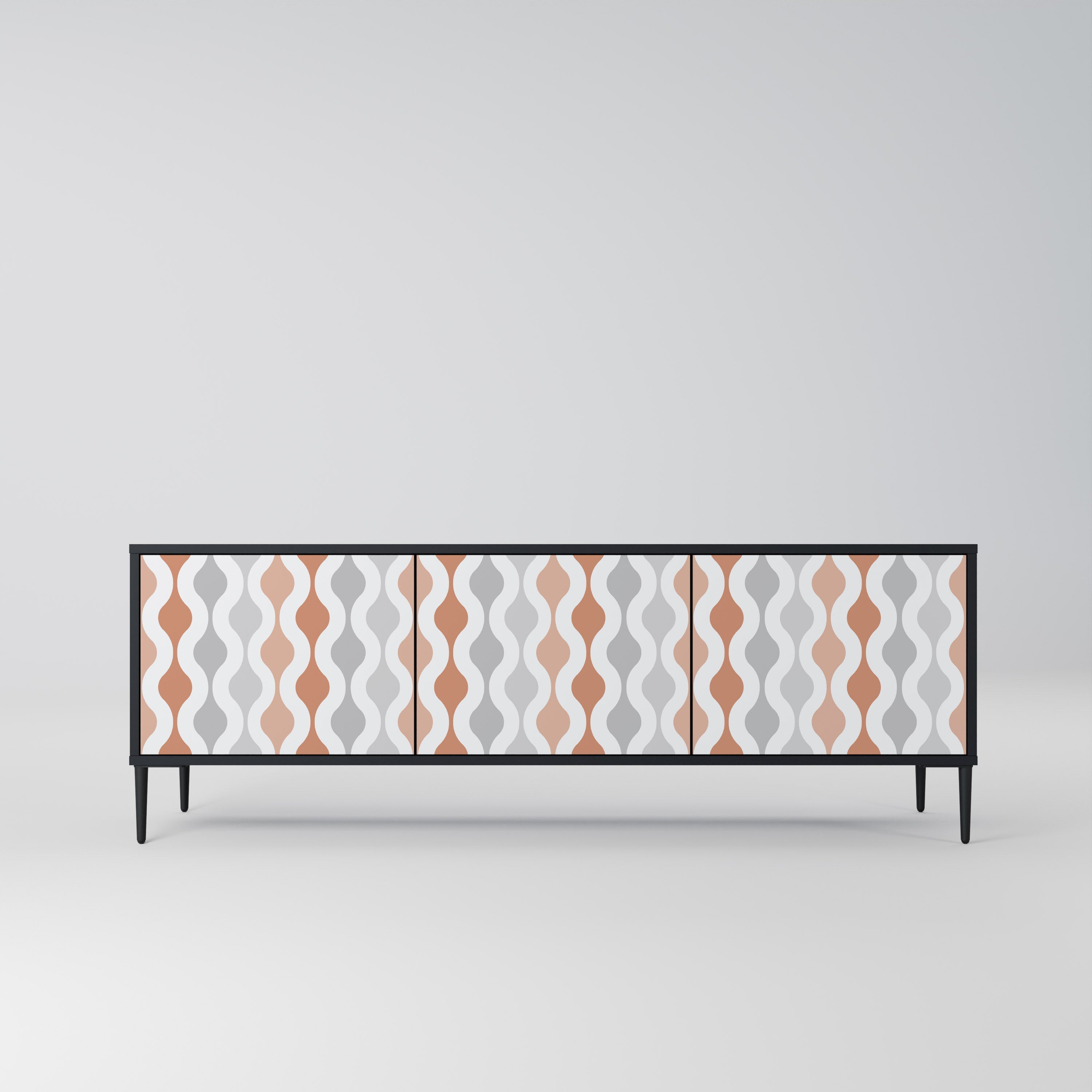 Meuble TV 3 portes HAZY NOSTALGIA en finition noire