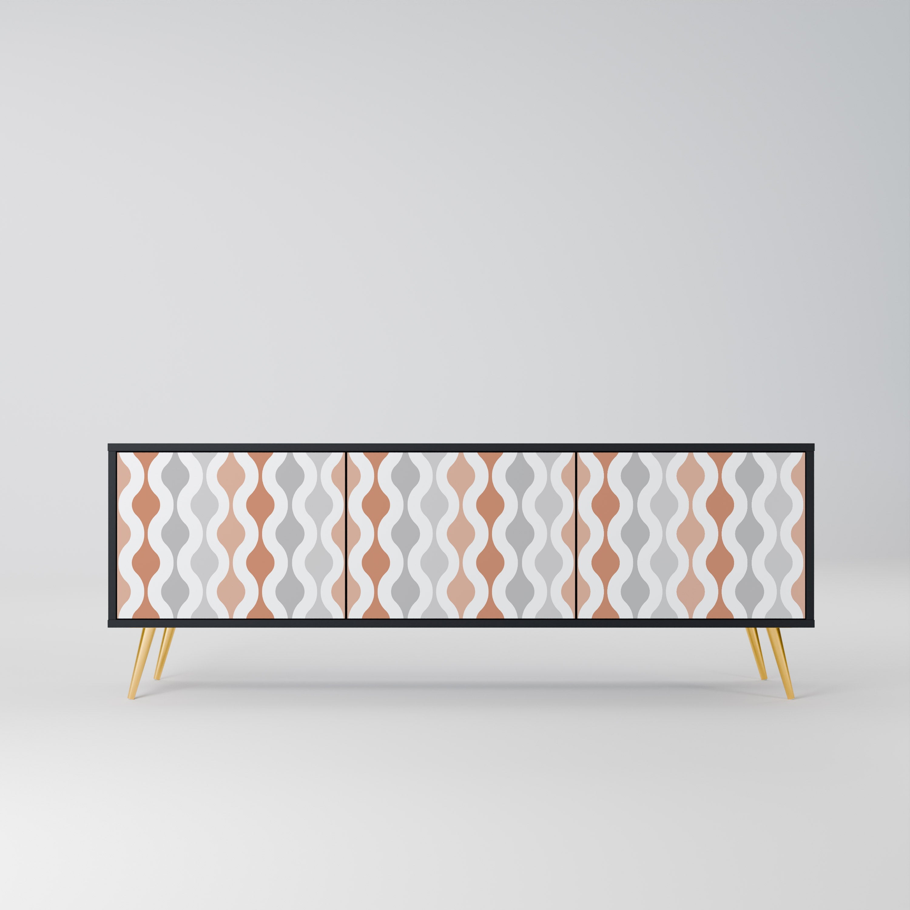 Meuble TV 3 portes HAZY NOSTALGIA en finition noire