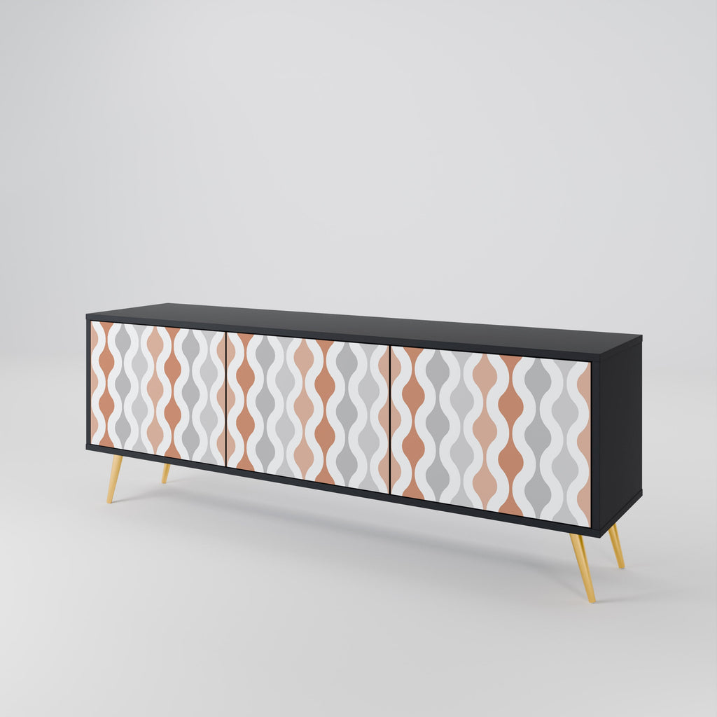 Meuble TV 3 portes HAZY NOSTALGIA en finition noire