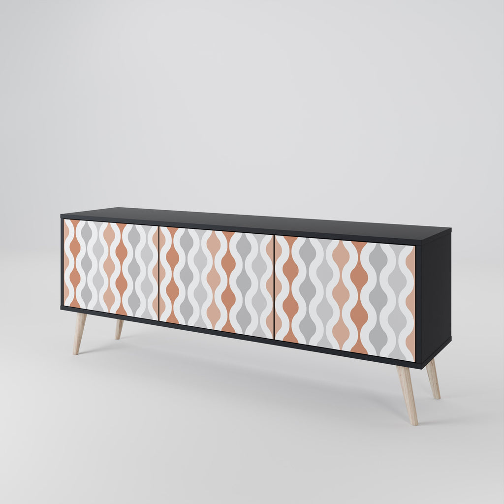 Meuble TV 3 portes HAZY NOSTALGIA en finition noire