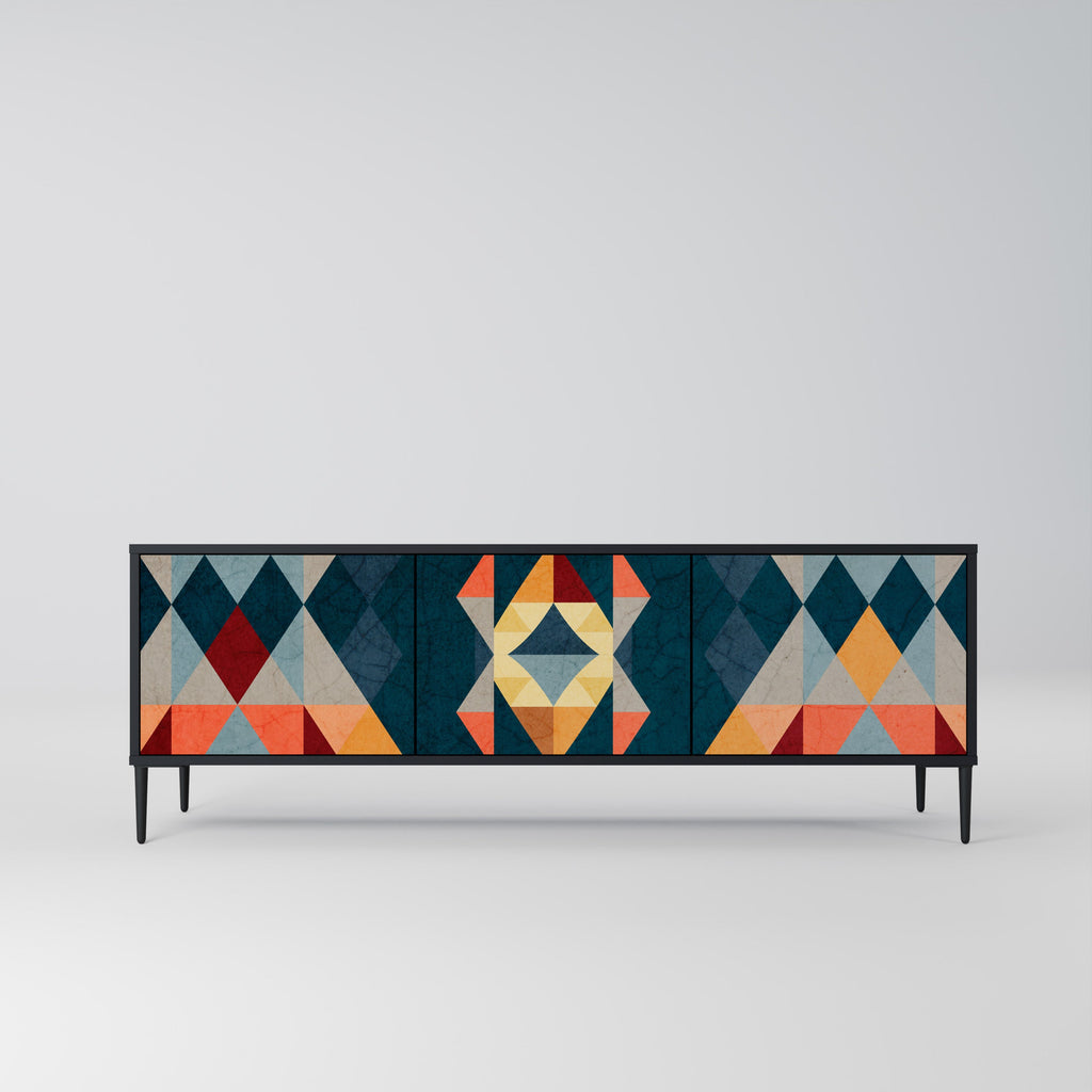 Meuble TV 3 portes CRACKED ILLUSION finition noire