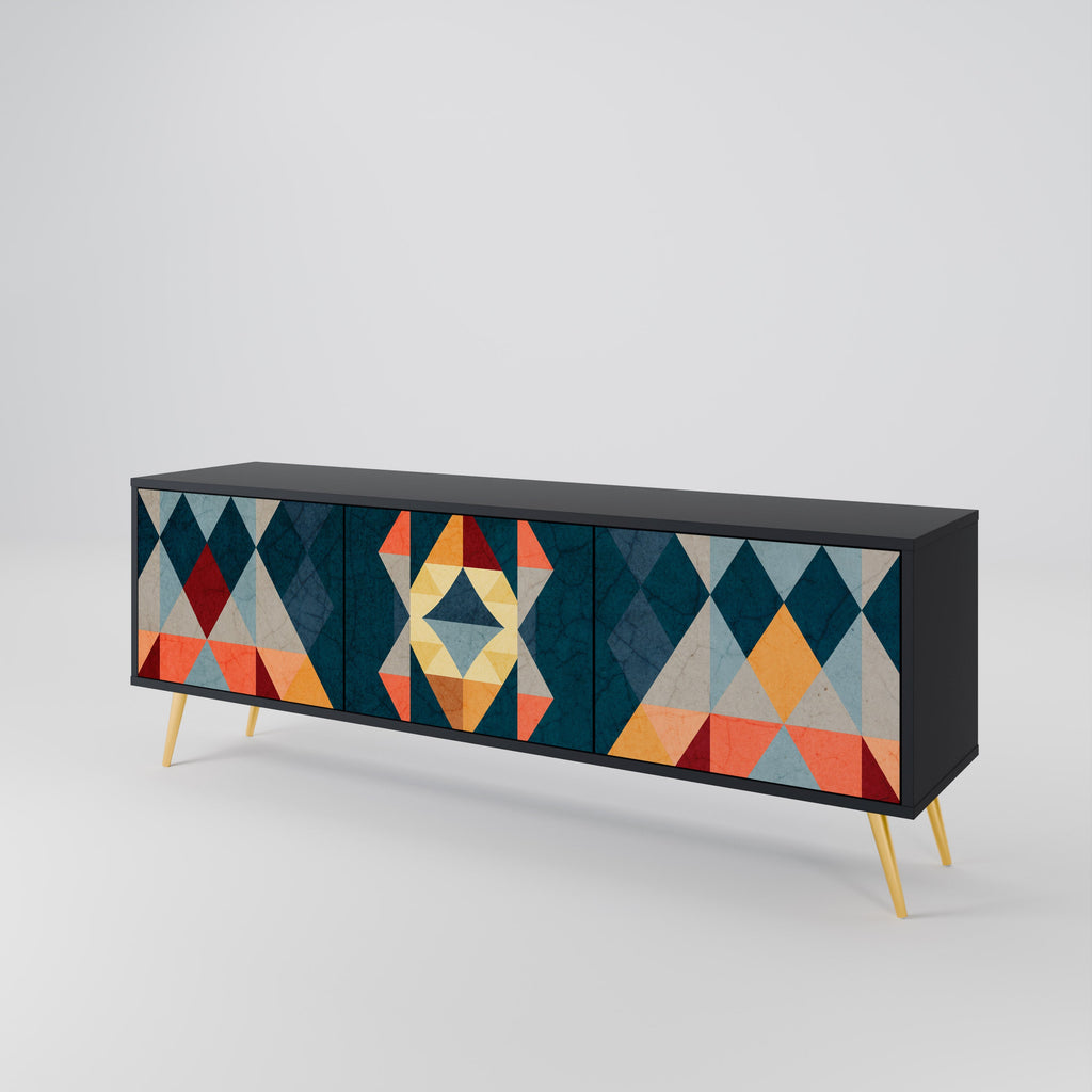 Meuble TV 3 portes CRACKED ILLUSION finition noire