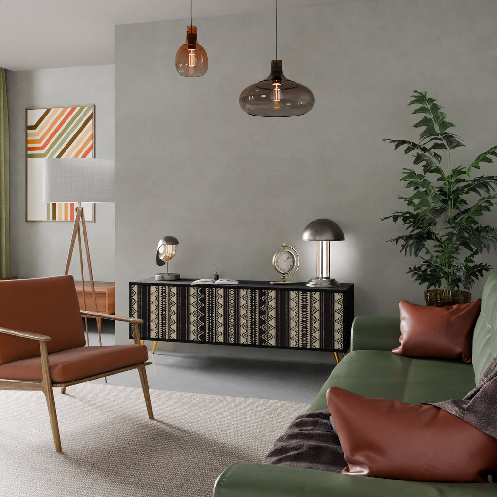 Meuble TV 3 portes AZTEC finition noire