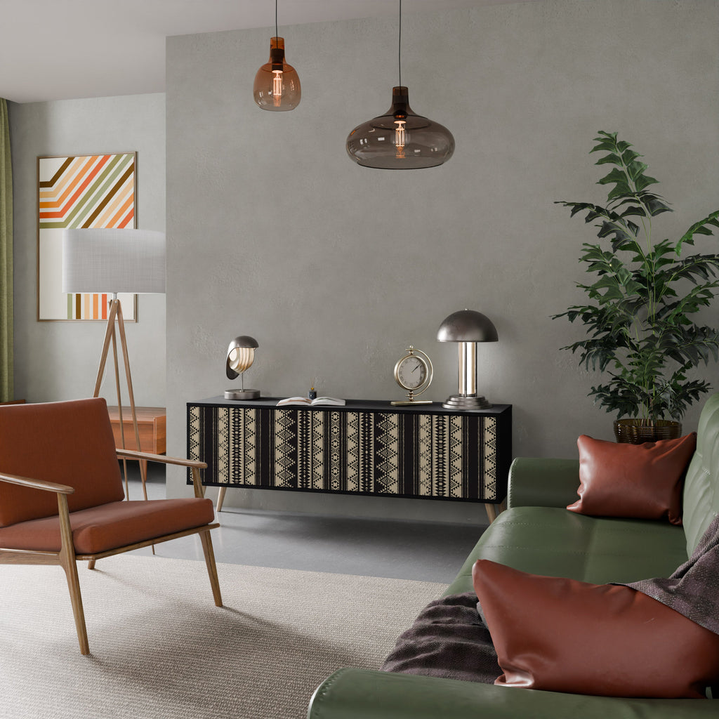 Meuble TV 3 portes AZTEC finition noire