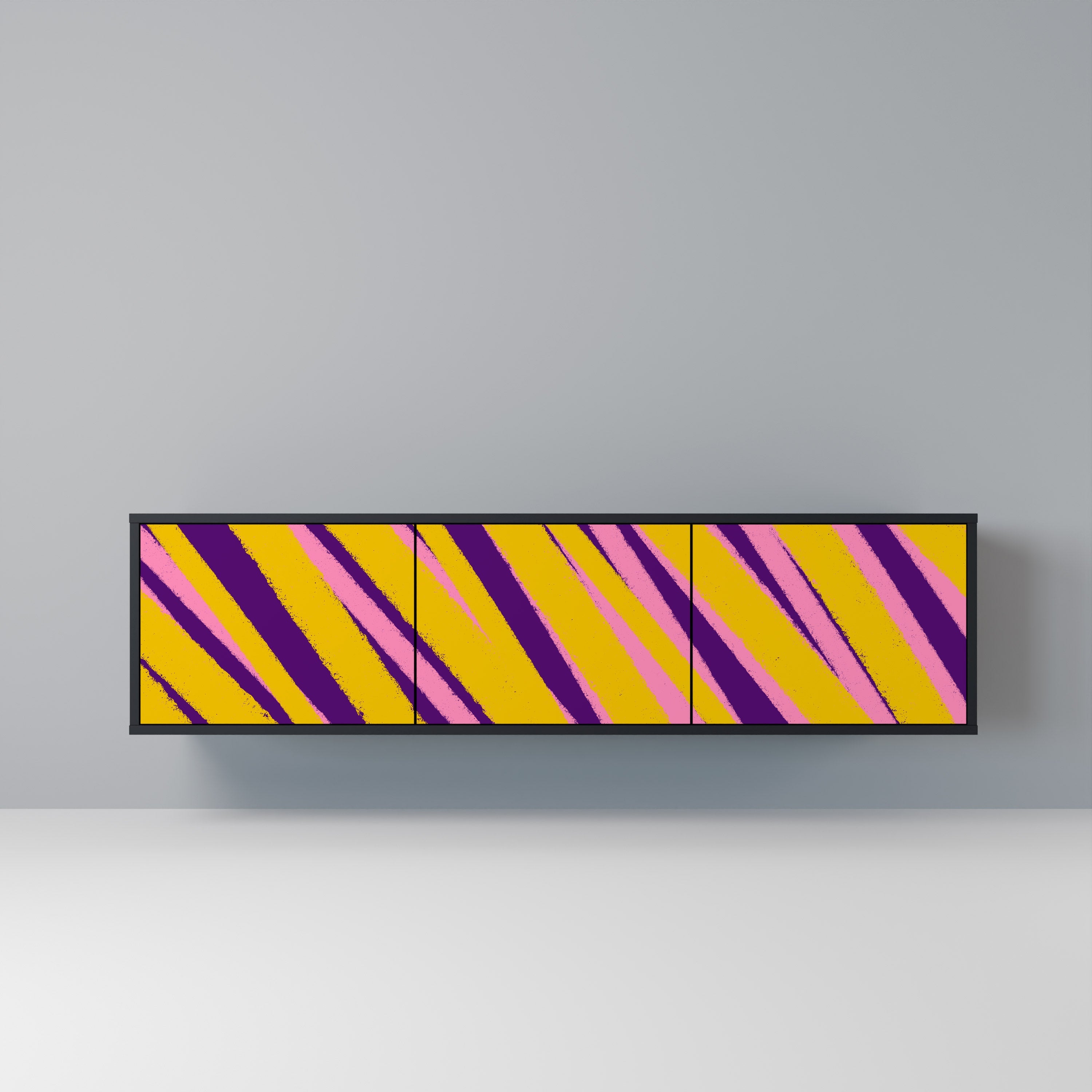 Meuble TV 3 portes DREAMS COME TRUE en finition noire