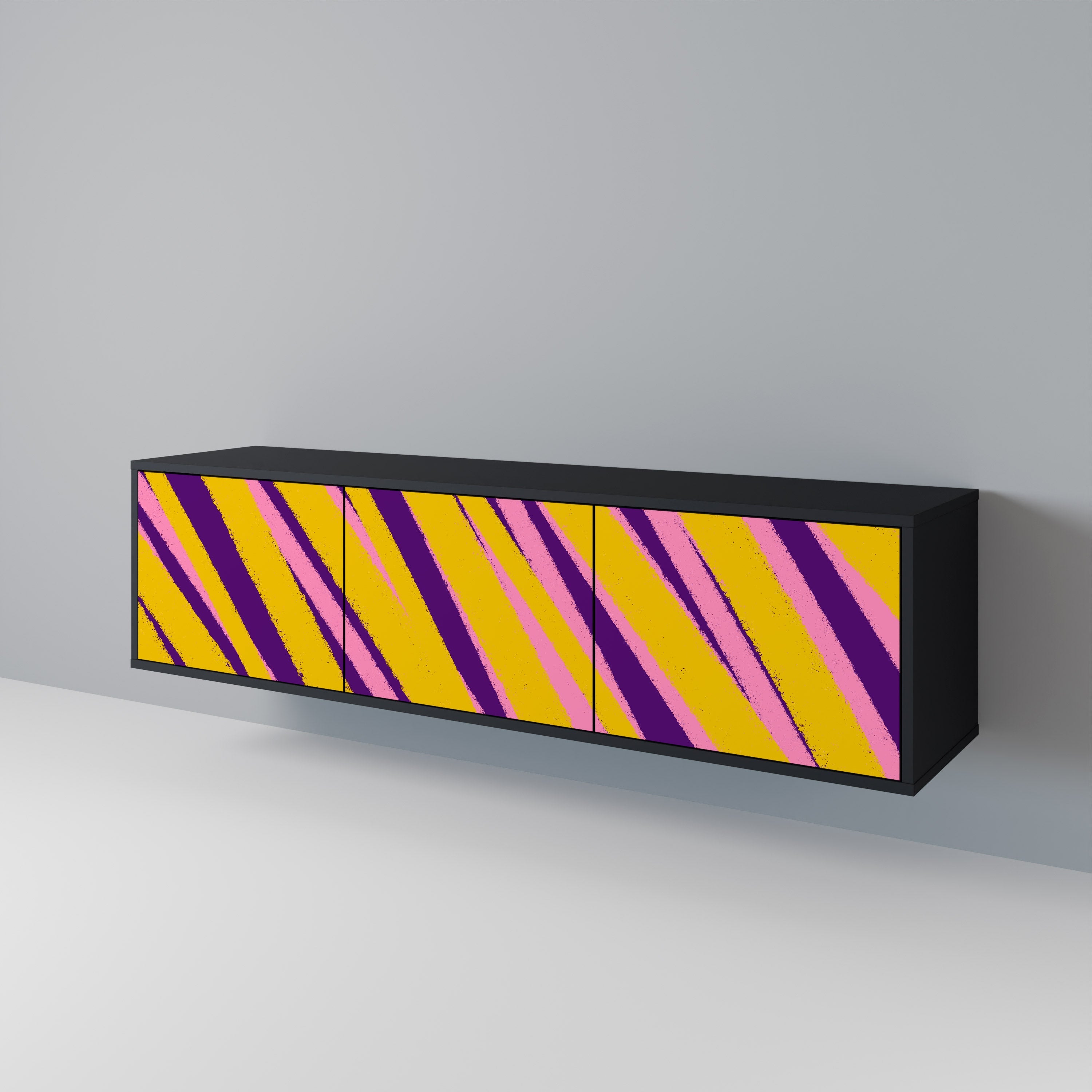 Meuble TV 3 portes DREAMS COME TRUE en finition noire